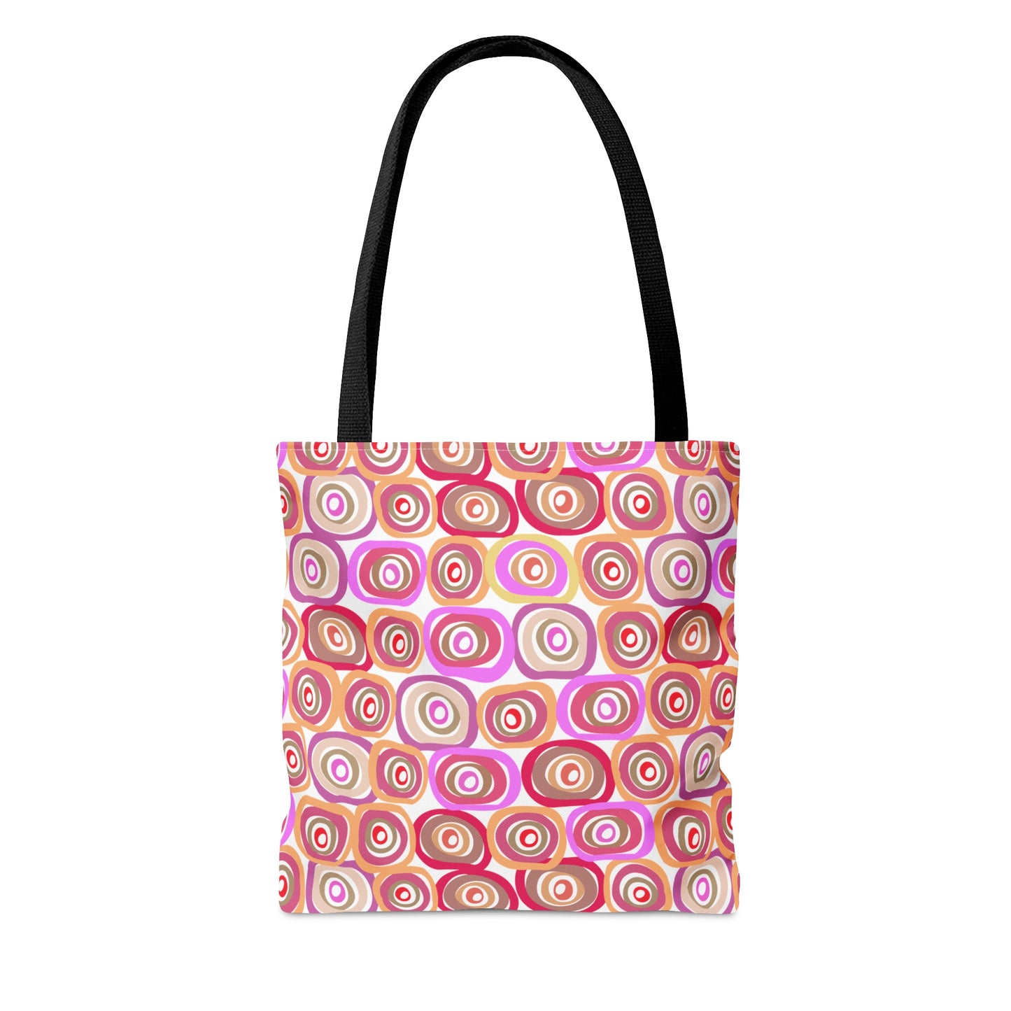 Modern Geometric Art Vibrant Pink, Orange and Tans Circles Pattern Canvas Tote 3 Sizes