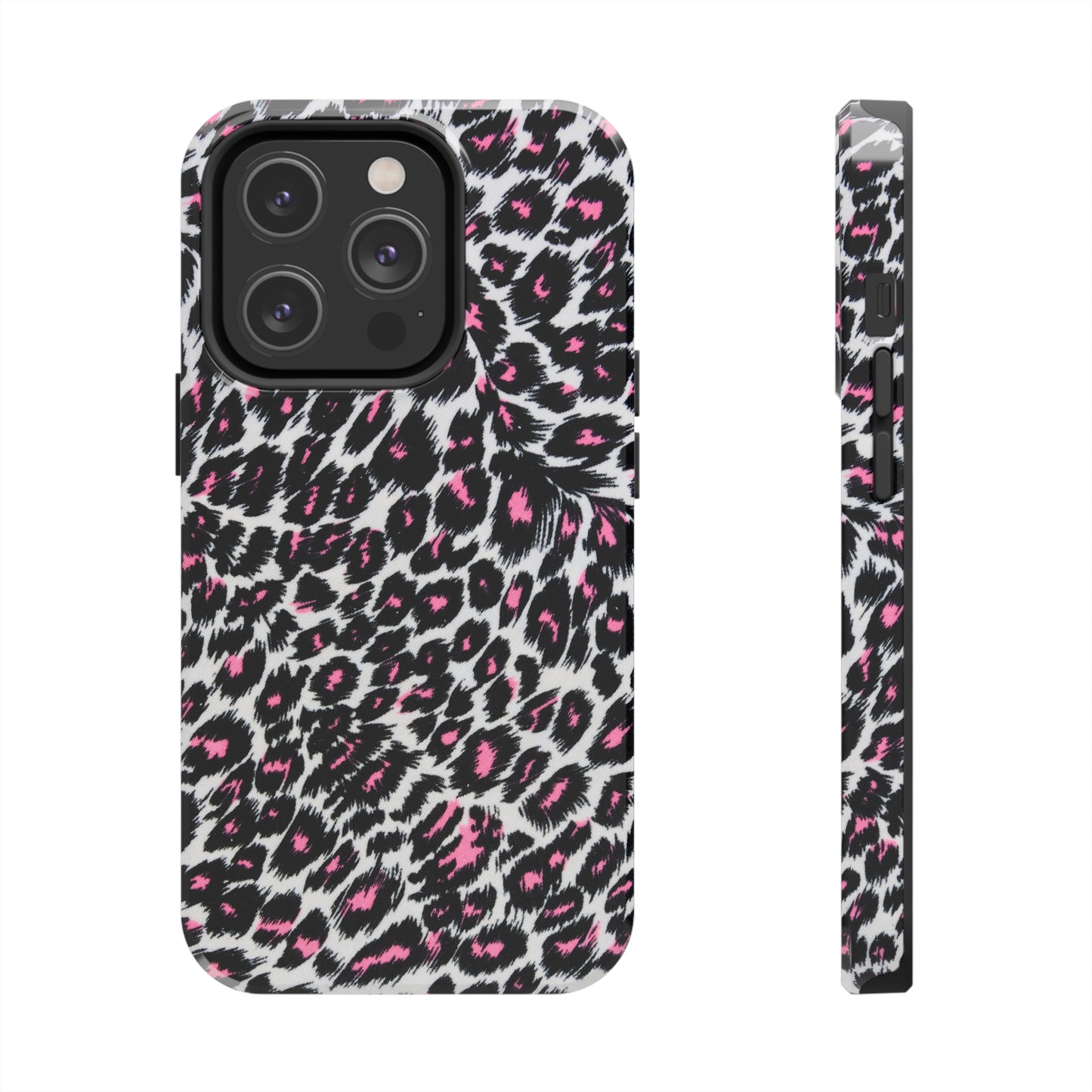 Fierce Femininity Pink and Black Leopard Print Iphone Tough Phone Case