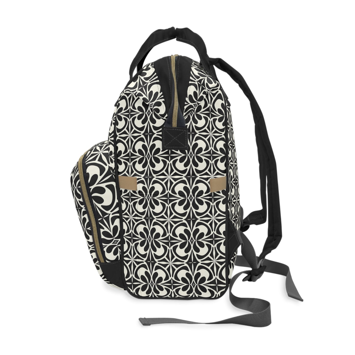 Vintage Retro Chic Bold Black and White Geometric Pattern Multifunctional Diaper Backpack