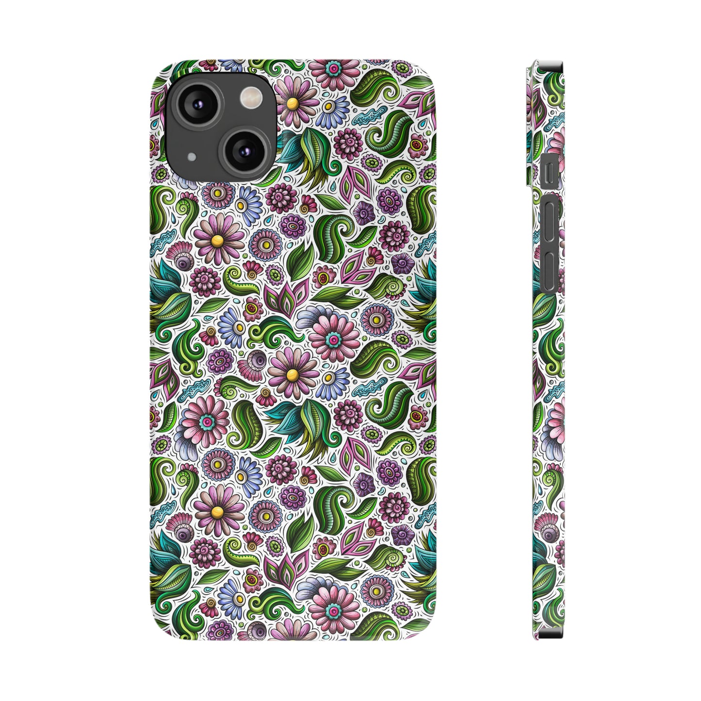 Purple & Pink Daisy Floral Print Iphone 15-12 Slim Phone Case