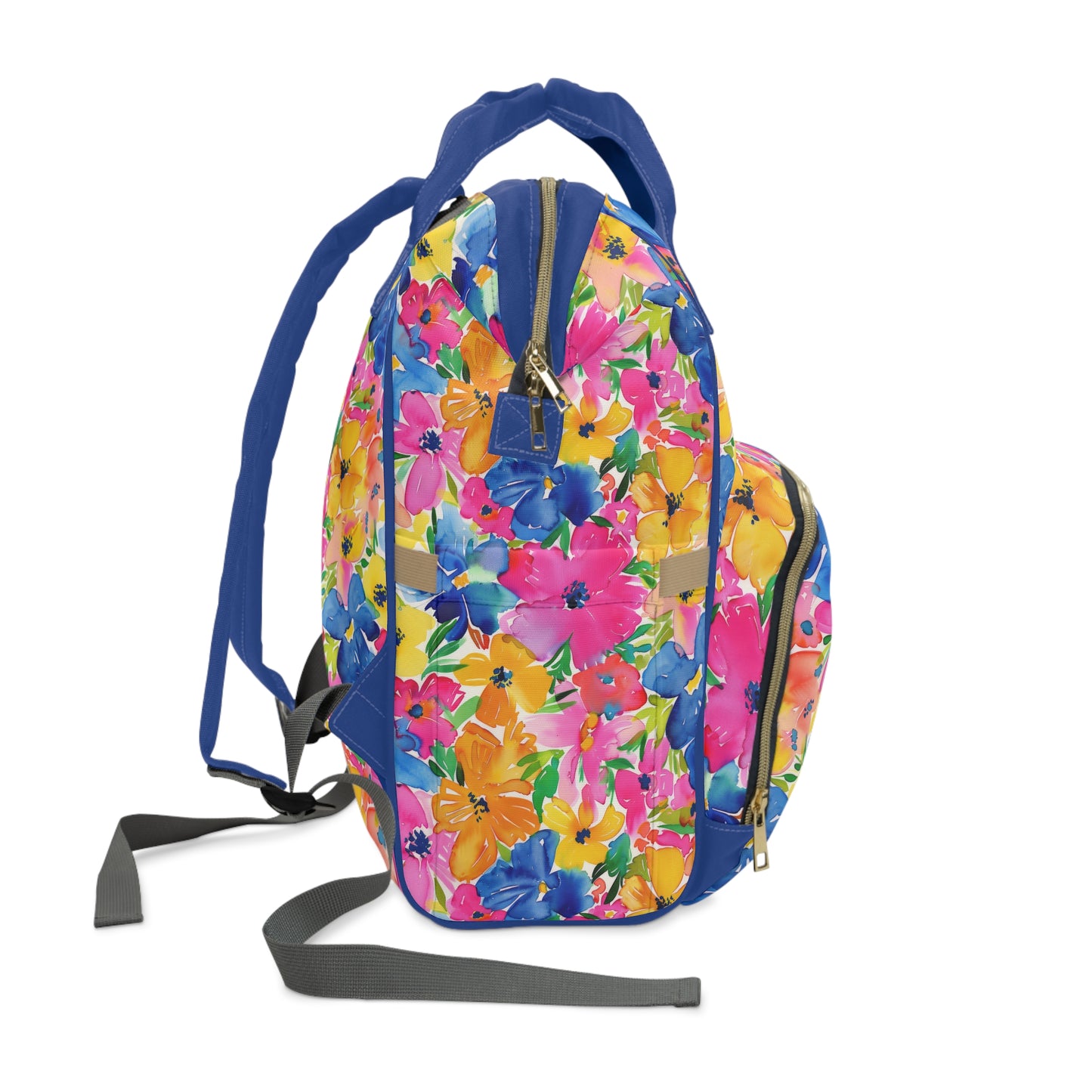 Springtime Kaleidoscope: Multi-color Watercolor Blossoms in Bloom Multifunctional Diaper Backpack