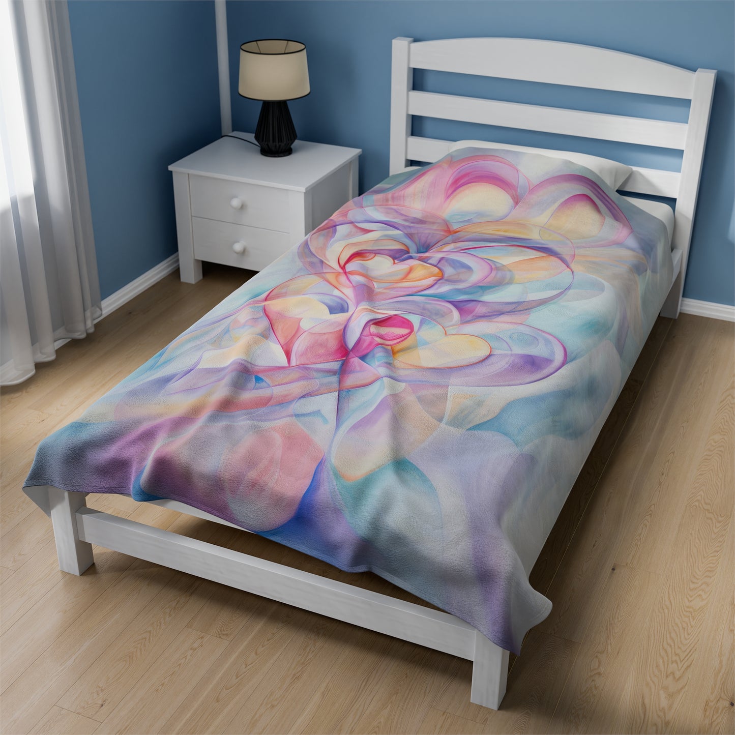 Ethereal Heart Harmony Abstract Pastel Love with Flowing Colors Velveteen Plush Blanket 3 Sizes