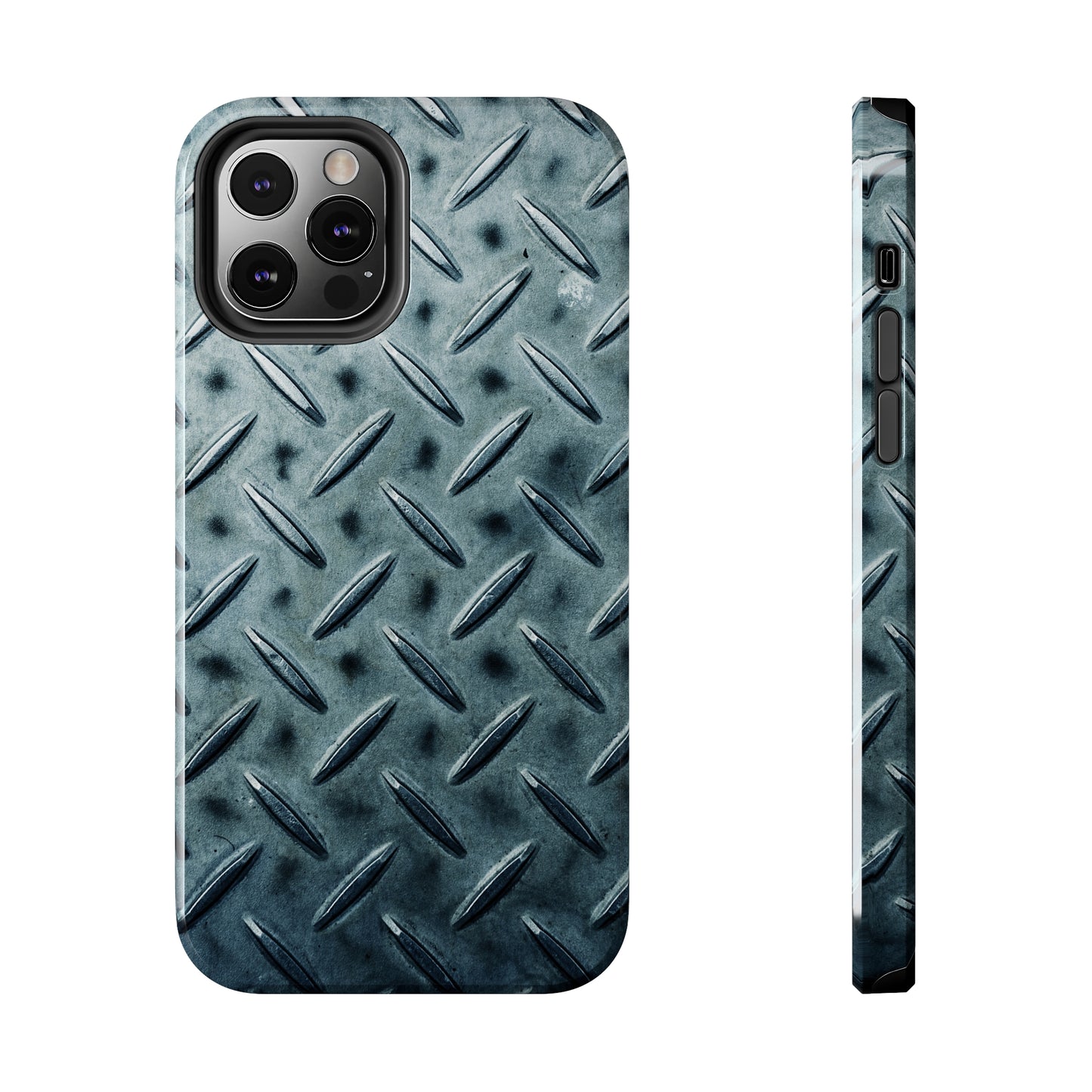 Blue Steel Diamond Plate Design Iphone Tough Phone Case