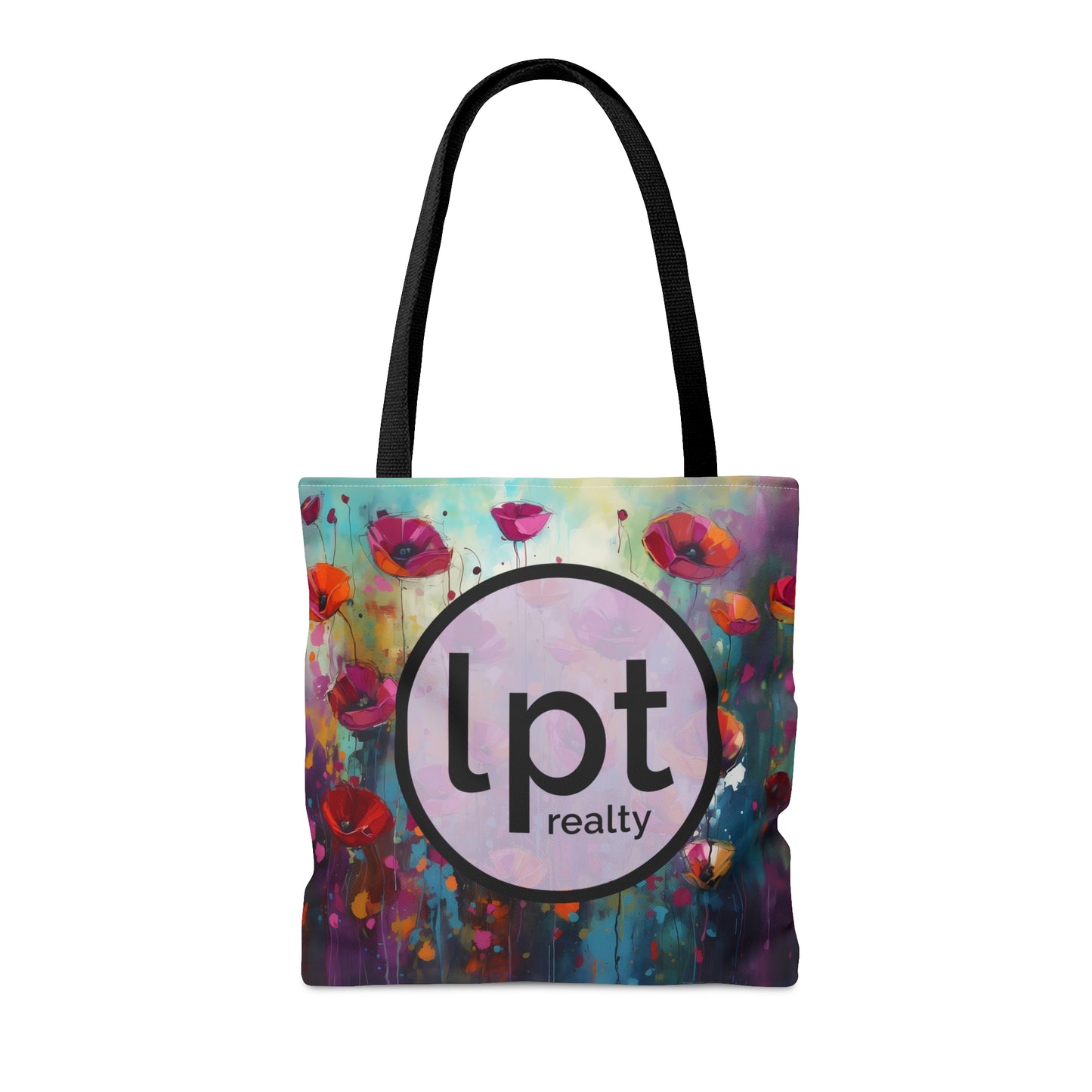 LPT Realty Logo on Field of Pink Wildflowers - Canvas Tote 3 Sizes