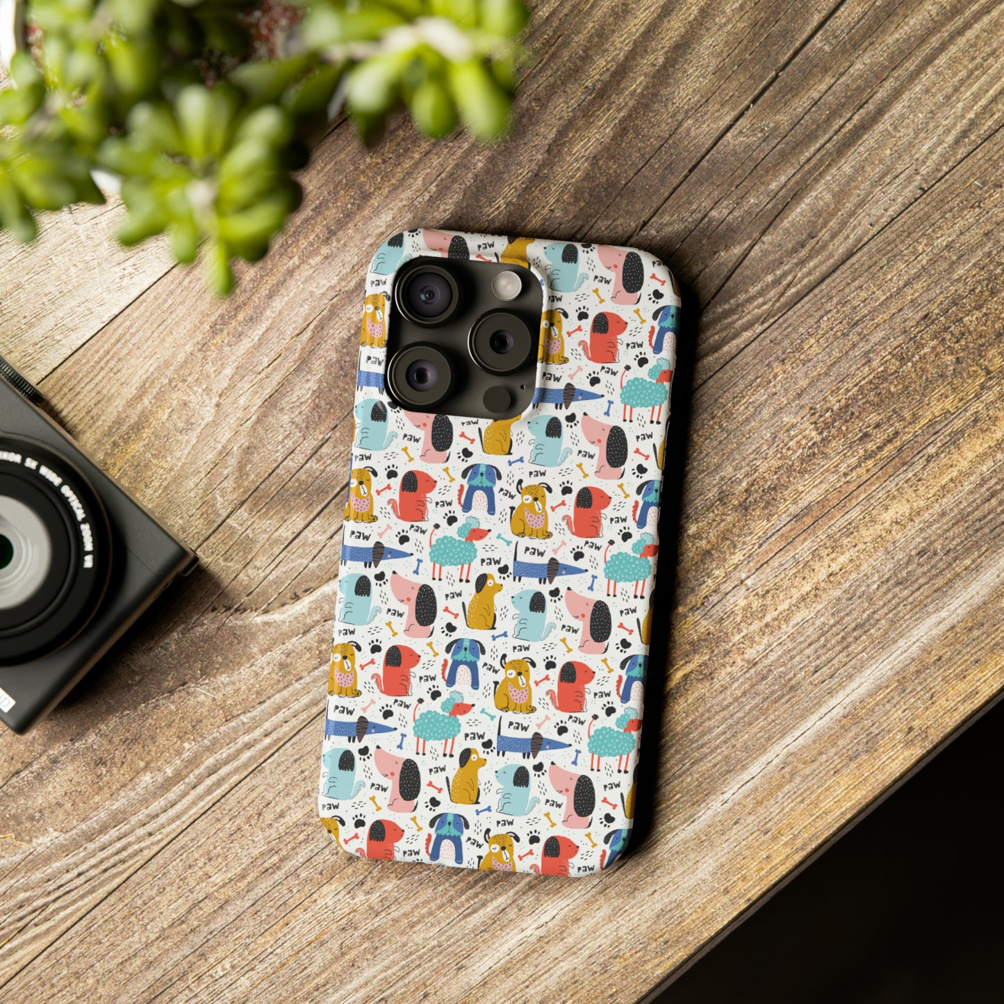 Playful Pups: Colorful Cartoon Dogs Iphone 15-12 Slim Phone Case