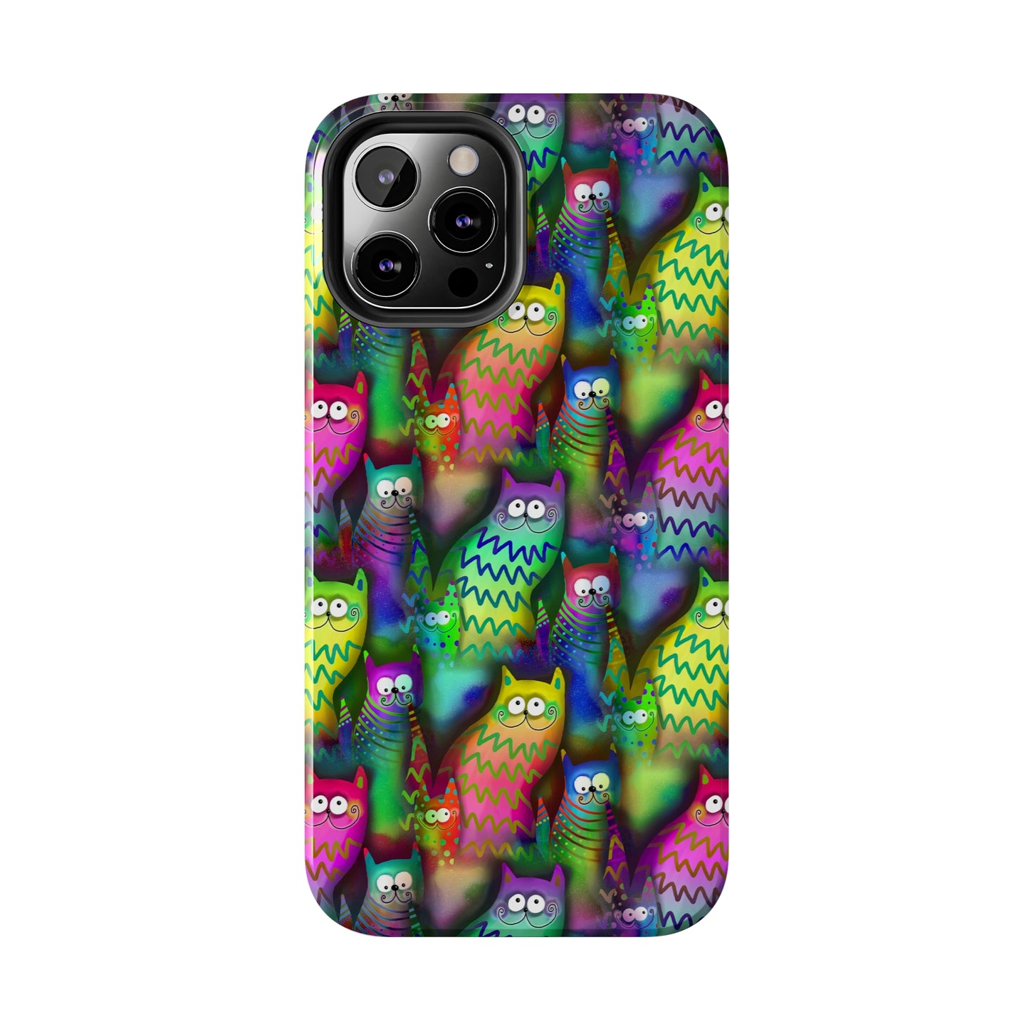 Neon Rainbow Cartoon Cats Iphone Tough Phone Case