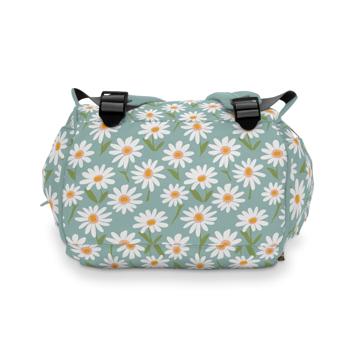 Cheerful Bright Daisy on Pastel Green Design Multifunctional Diaper Backpack