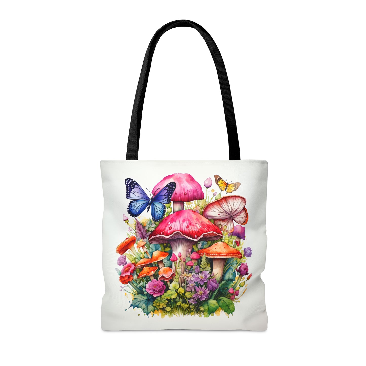 Magical Mushroom Oasis Where Flowers Bloom Amongst Butterflies  - Canvas Tote 3 Sizes