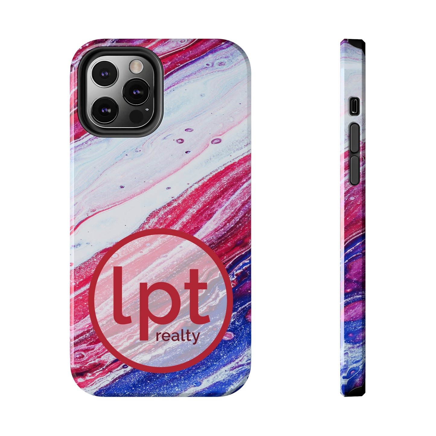 LPT Realty Logo -  Red White and Blue Alcohol Ink Design Iphone Tough Phone Case