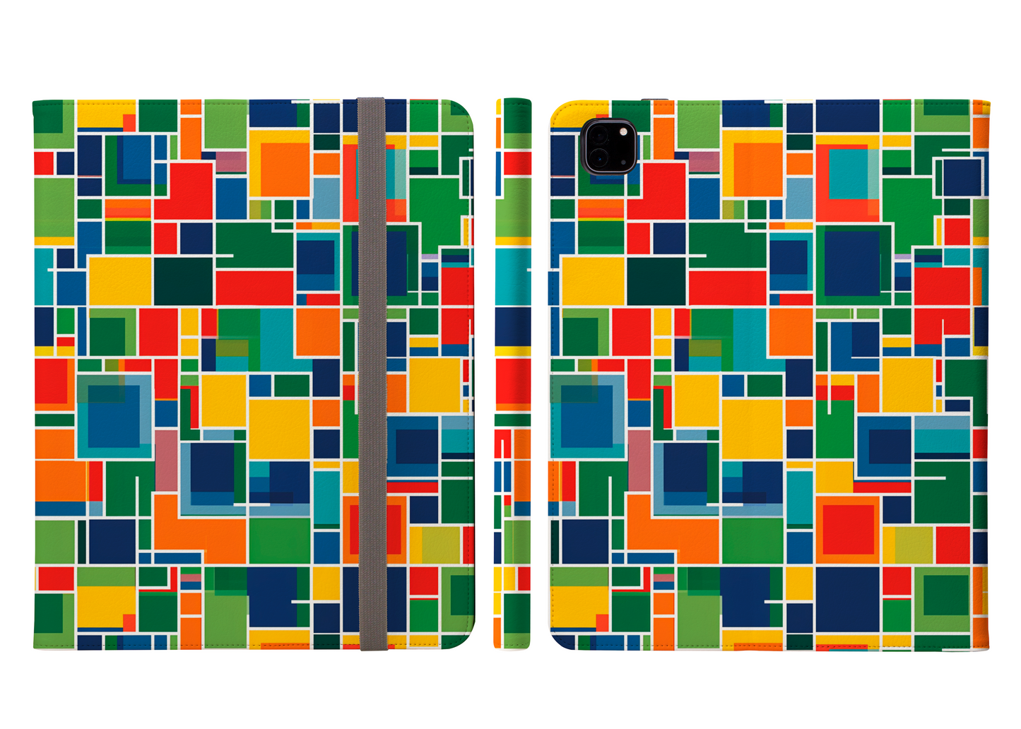 Modern Geometric Mosaic Abstract Square Pattern Ipad Pro 11 & Pro 12.9 Protective Case and Pencil Holder