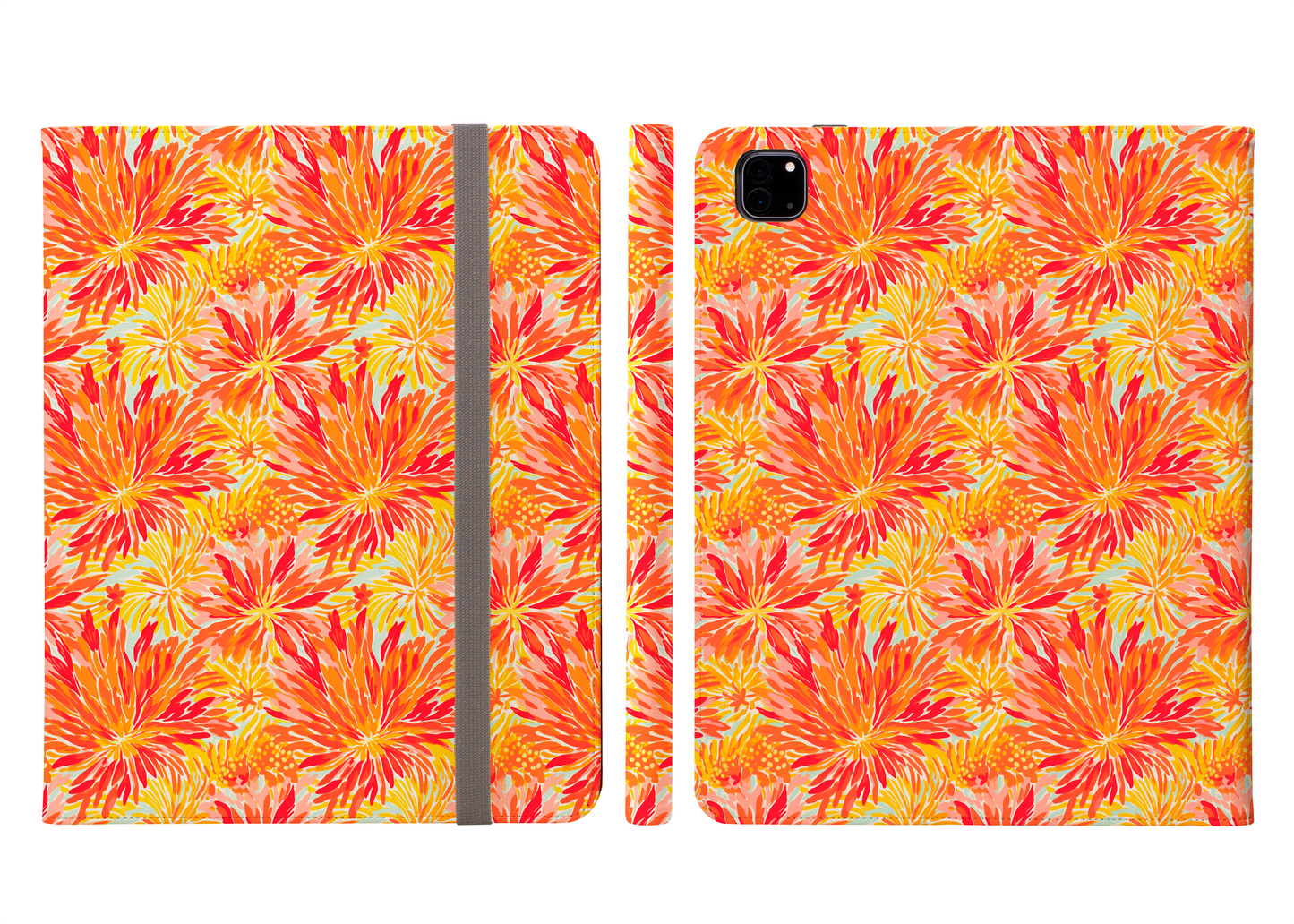 Golden Citrus Blooms Vibrant Orange and Yellow Watercolor Flowers Protective iPad Pro 11 & Pro 12.9 Protective Case and Pencil Holder