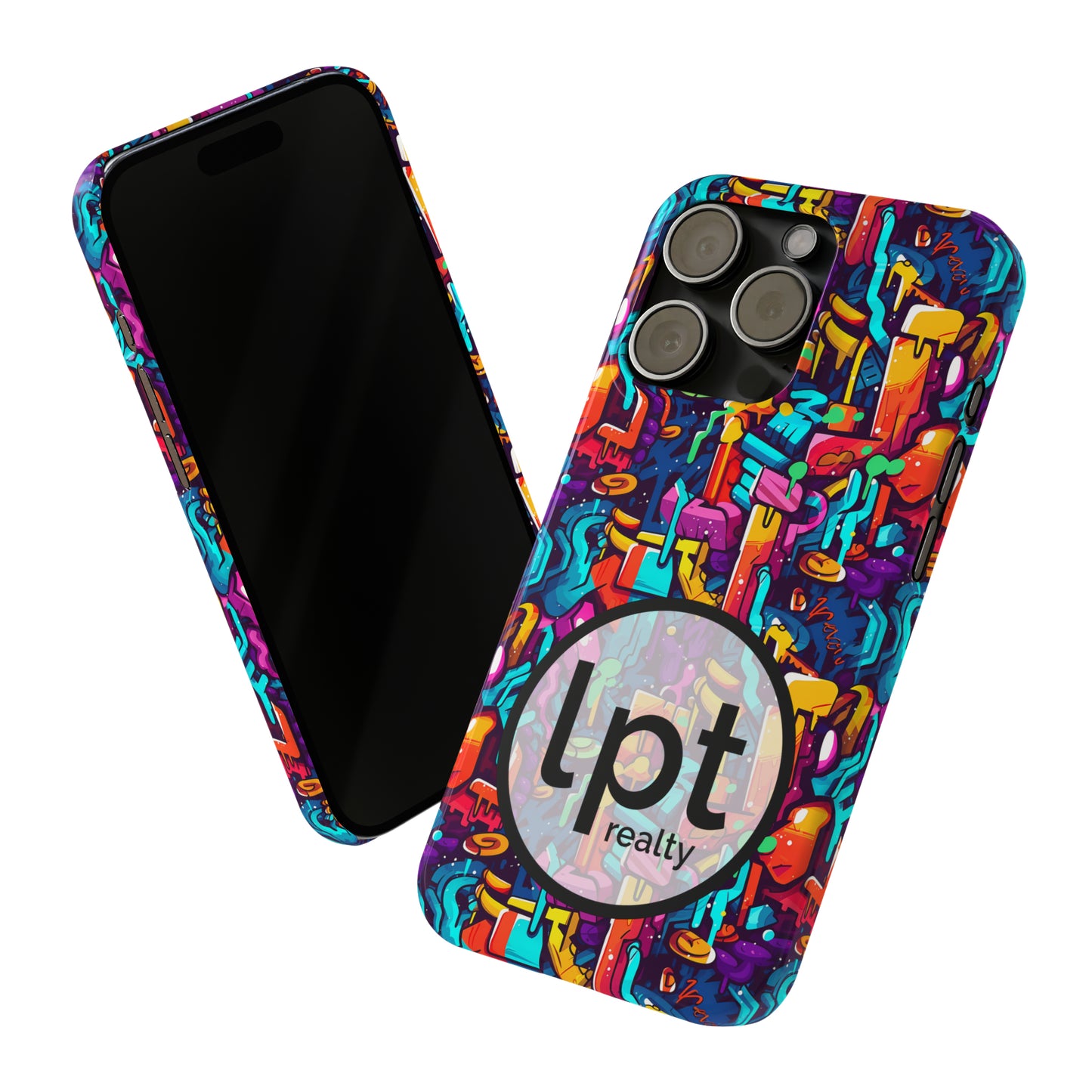 LPT Realty Logo -  3D Abstract Colorful Street Graffiti Art Design Iphone 15-12 Slim Phone Case