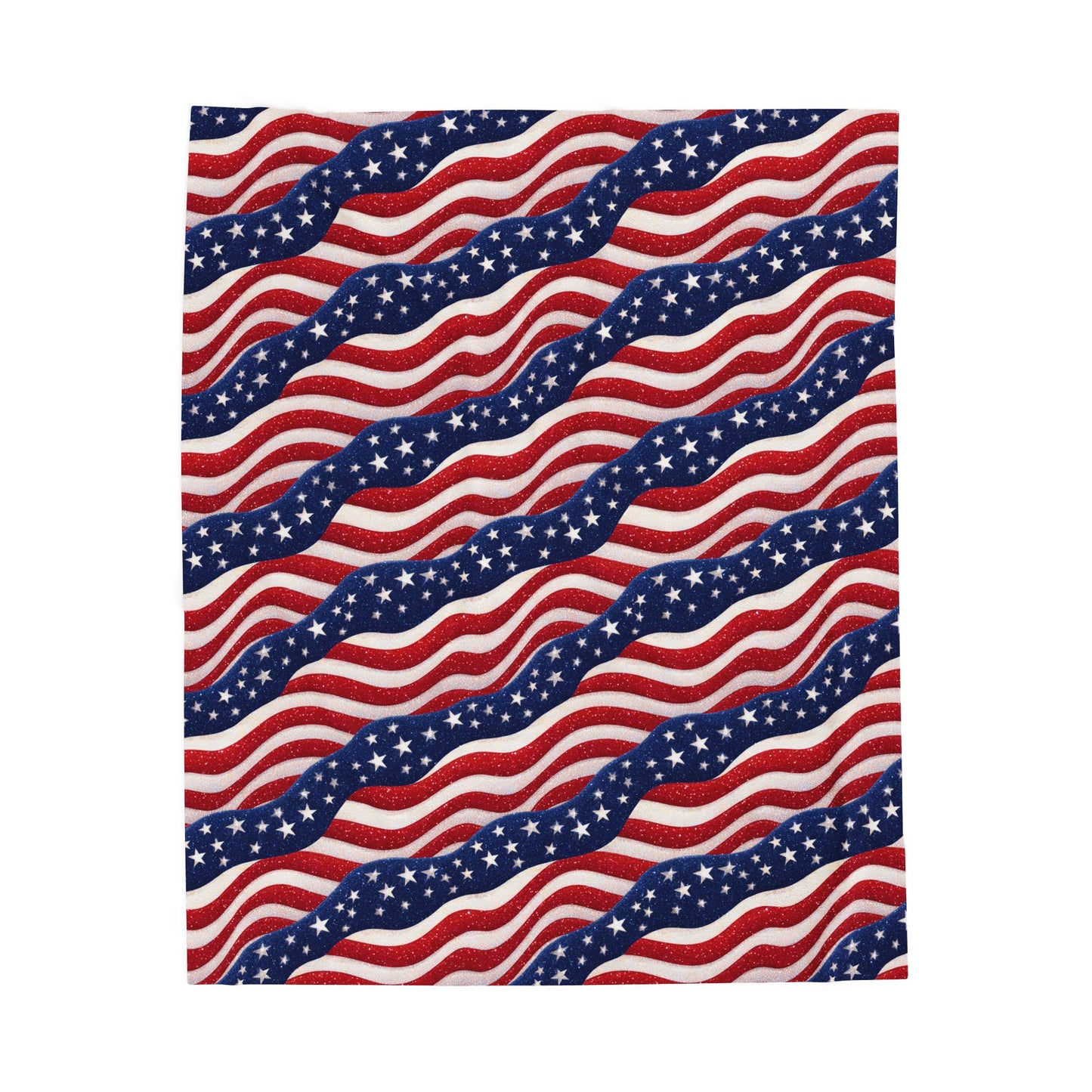 Patriotic Stars and Stripes Print Velveteen Plush Blanket 3 Sizes