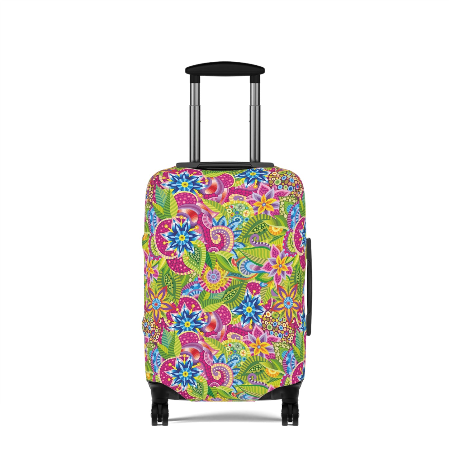 Vibrant Array of Abstract Flowers and Paisley in Rainbow Hues - Luggage Protector and Cover 3 Sizes