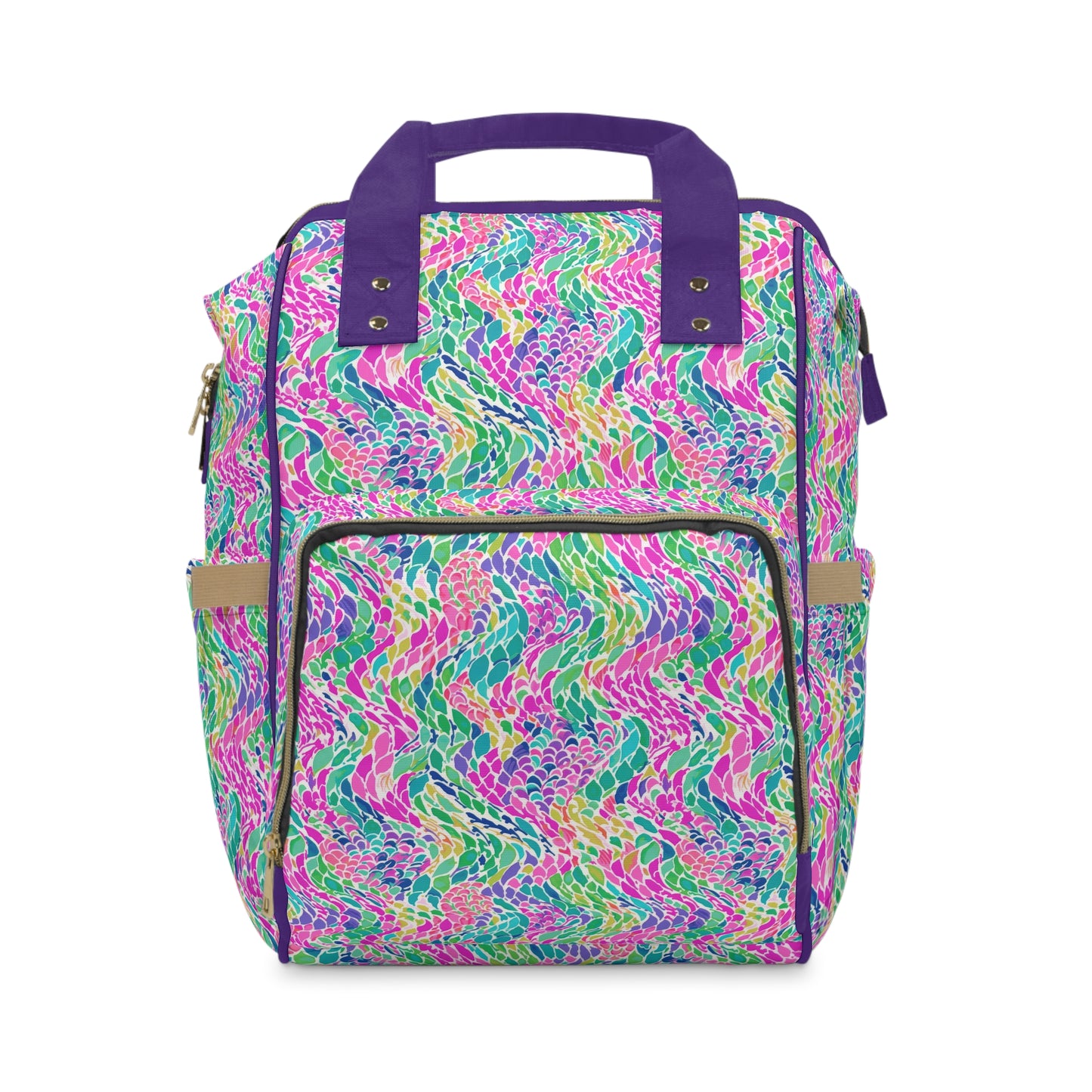 Enchanted Waves: Rainbow Mermaid Dancing in the Sea Multifunctional Diaper Backpack