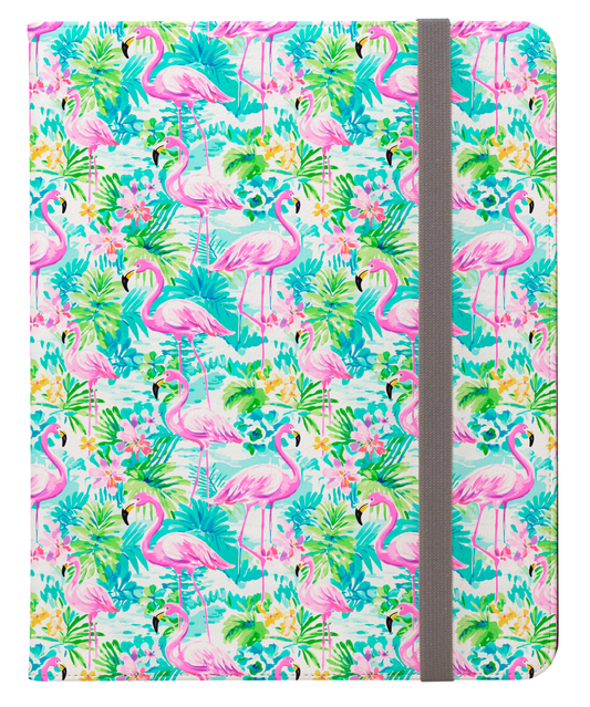 Tropical Flamingo Haven: Surrounded by Flowers and Palm Trees Protective iPad Pro 11 & Pro 12.9 Protective Case and Pencil Holder