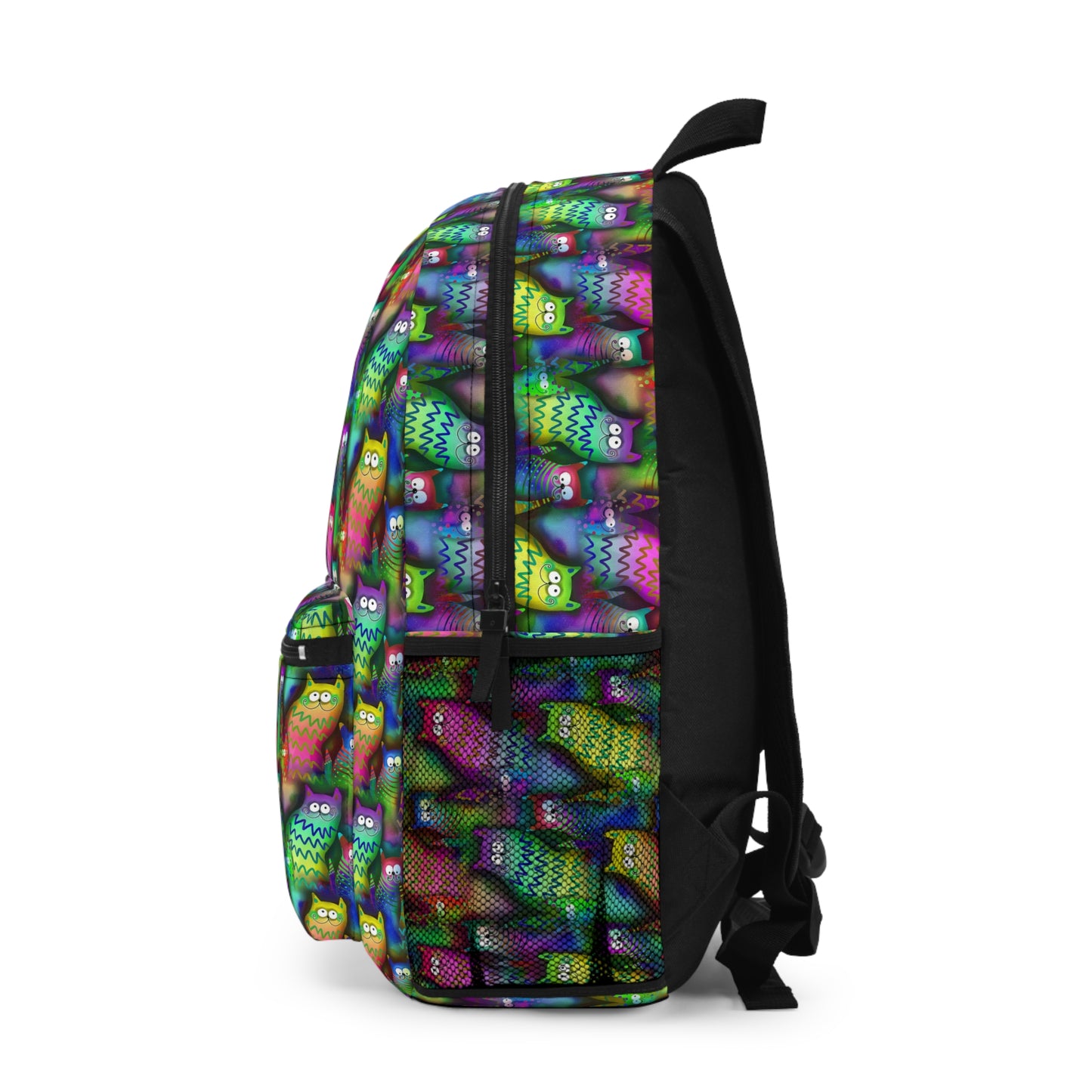 Neon Rainbow Cartoon Cats Lightweight Backpack