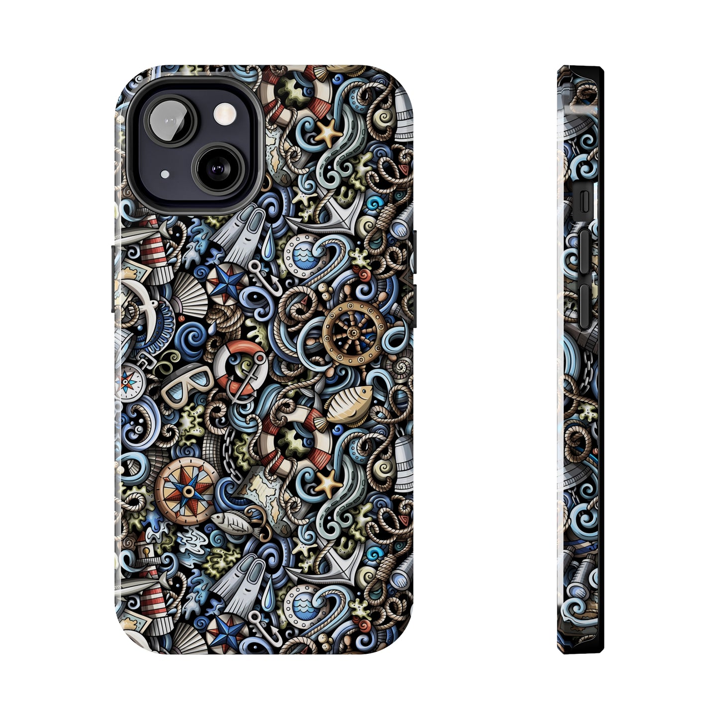 Nautical Ocean Navigation and Sealife Cartoon Design Iphone Tough Phone Case