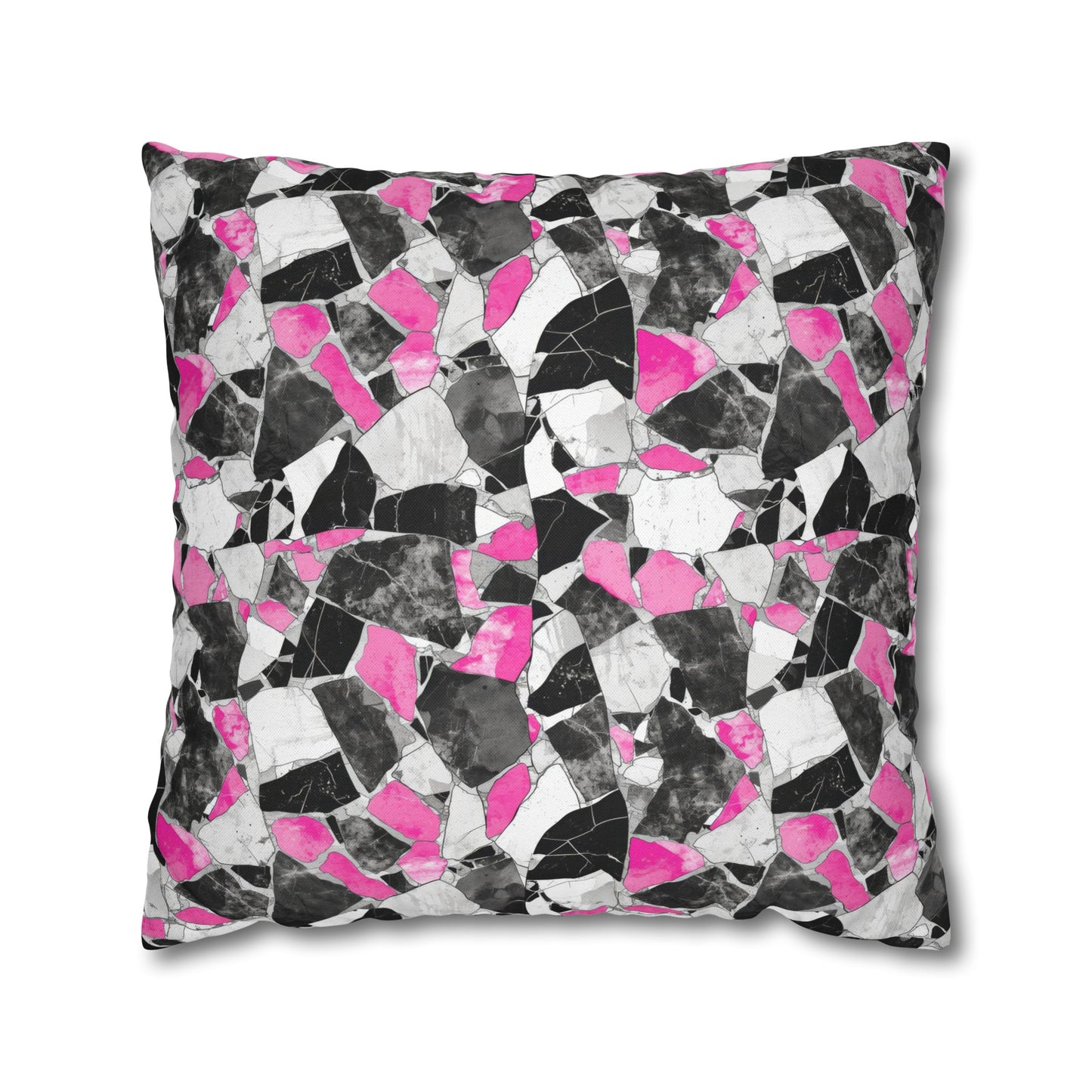 Chic Pink and Gray Mosaic Design Spun Polyester Square Pillowcase 4 Sizes