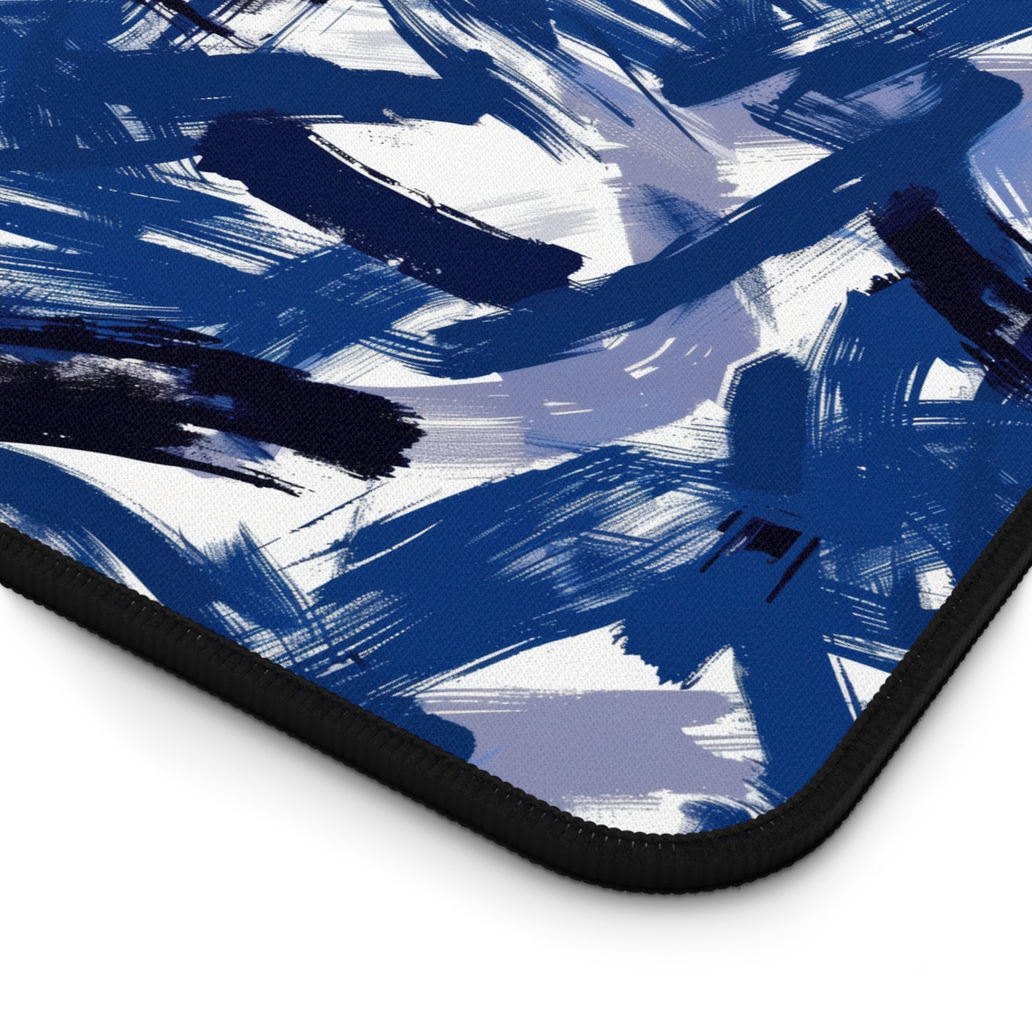 Midnight Frenzy Bold Abstract Brush Strokes in Shades of Deep Blue and White Gaming Mouse Pad  Desk Mat  - 3 Sizes