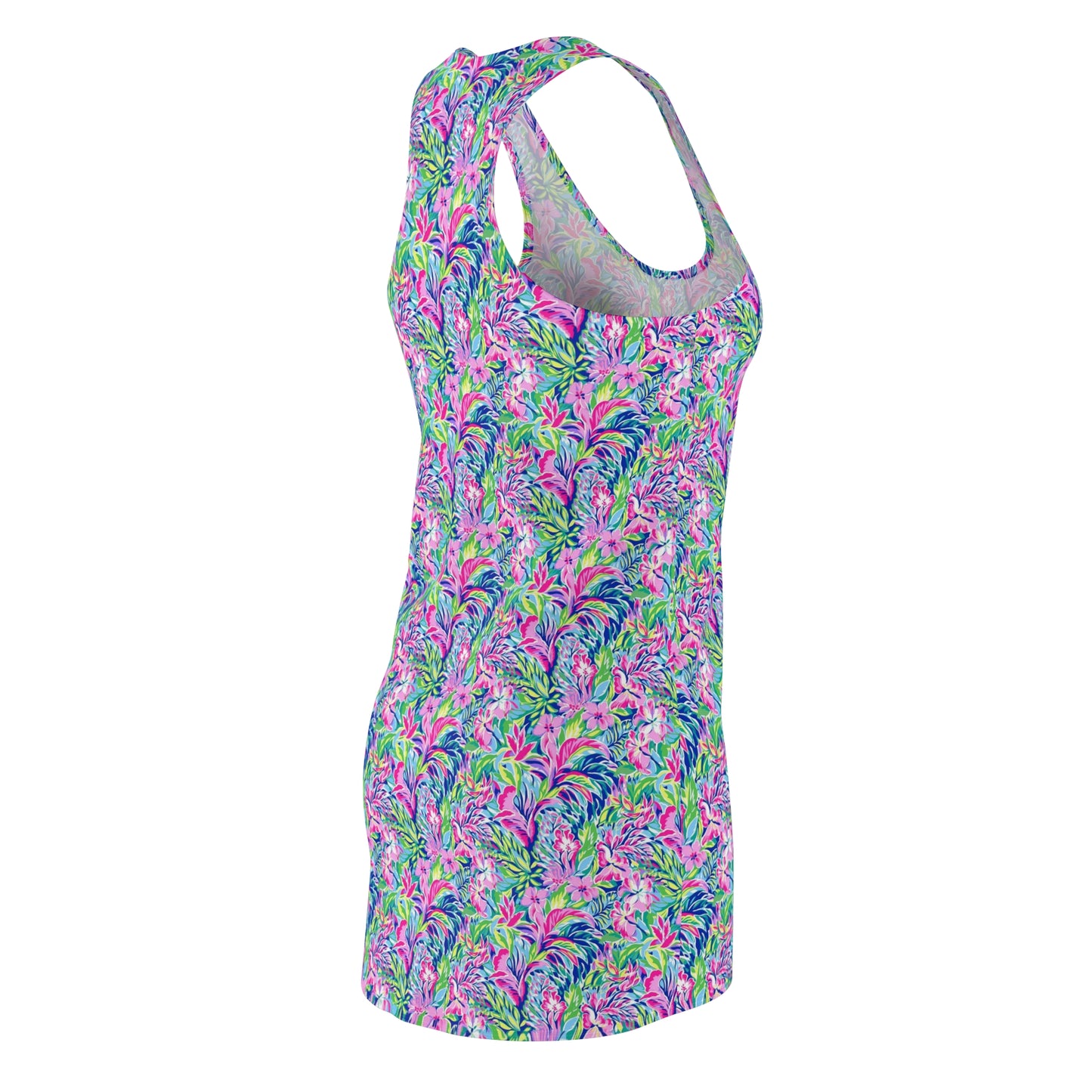 Tropical Serenity: Pink, Green, and Blue Watercolor Floral Delight Women's Racerback Dress XS - 2XL