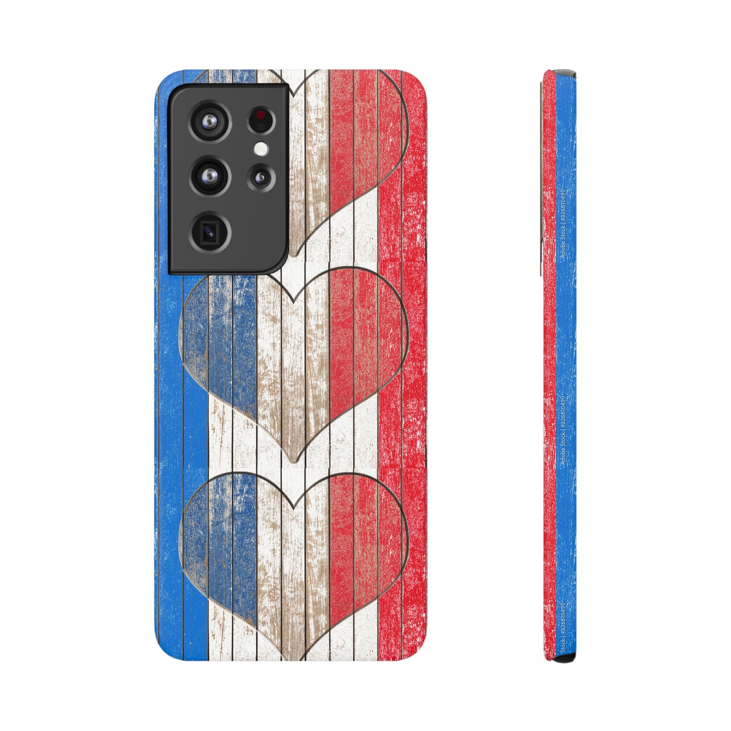 Painted Heart in Red White Blue Wood Wall Samsung Slim Cases