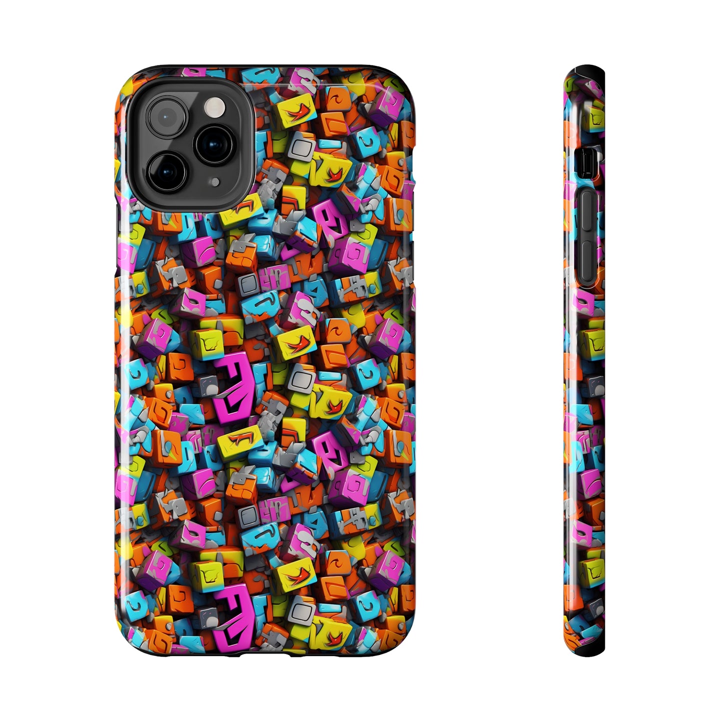 3D Abstract Colorful Block Design Iphone Tough Phone Case