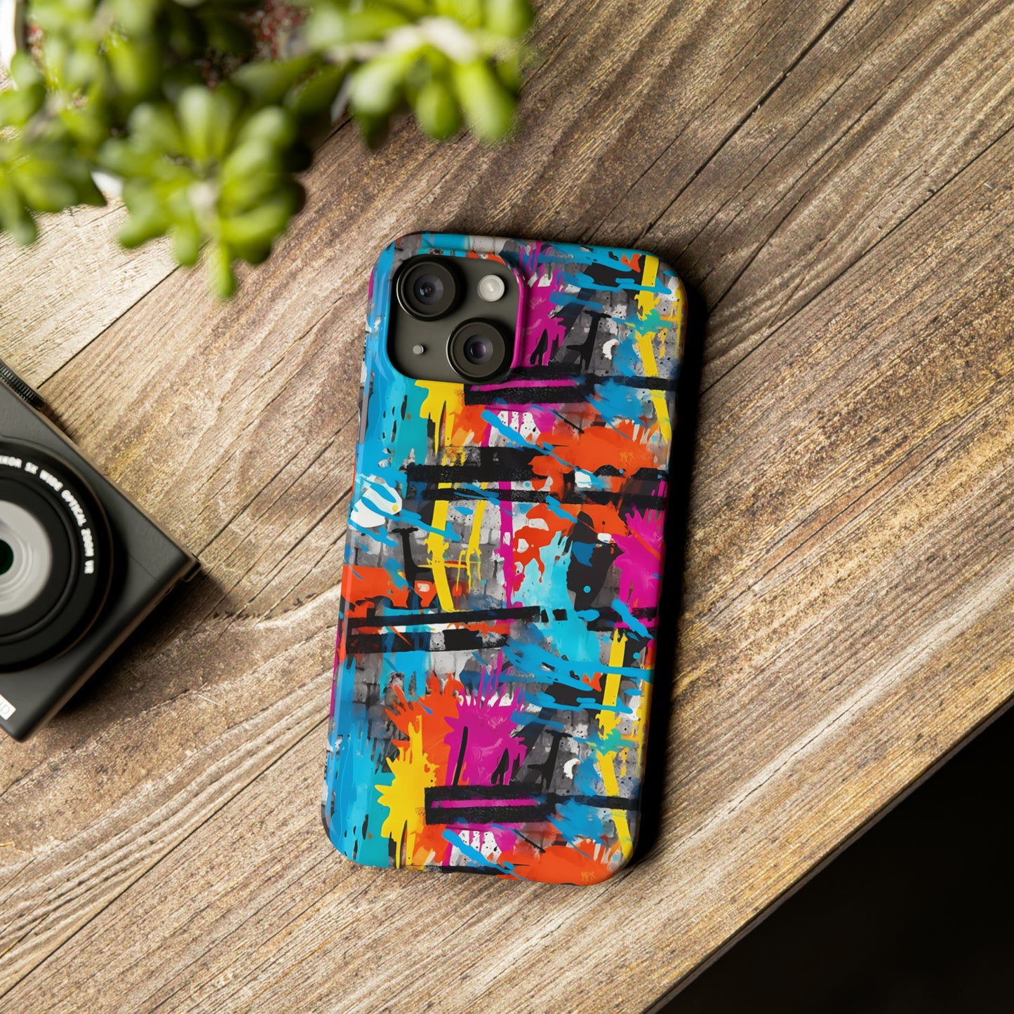 Rainbow Color Abstract Graffiti Design Iphone 15-12 Slim Phone Case