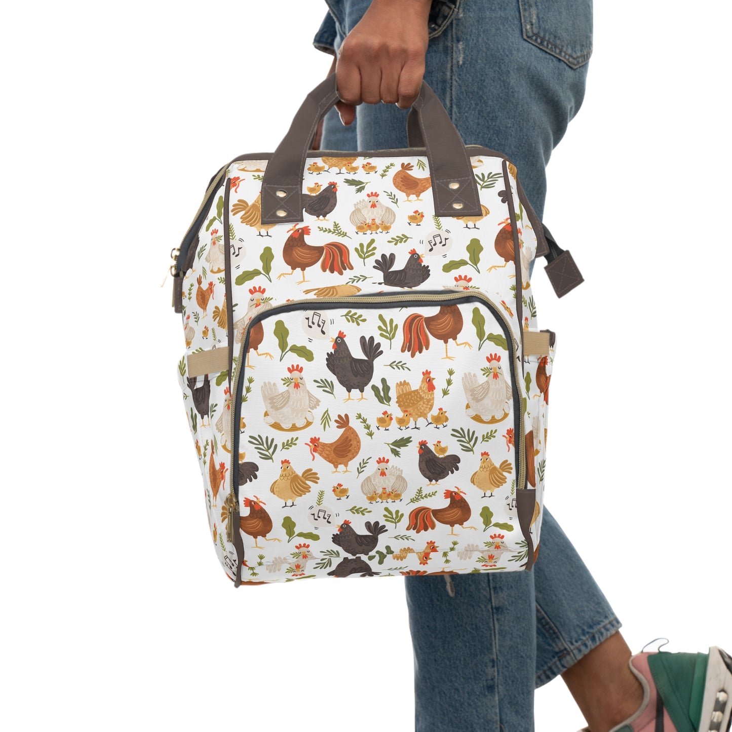 Quirky Farm Flock: Crazy Chickens on the Loose! Multifunctional Diaper Backpack