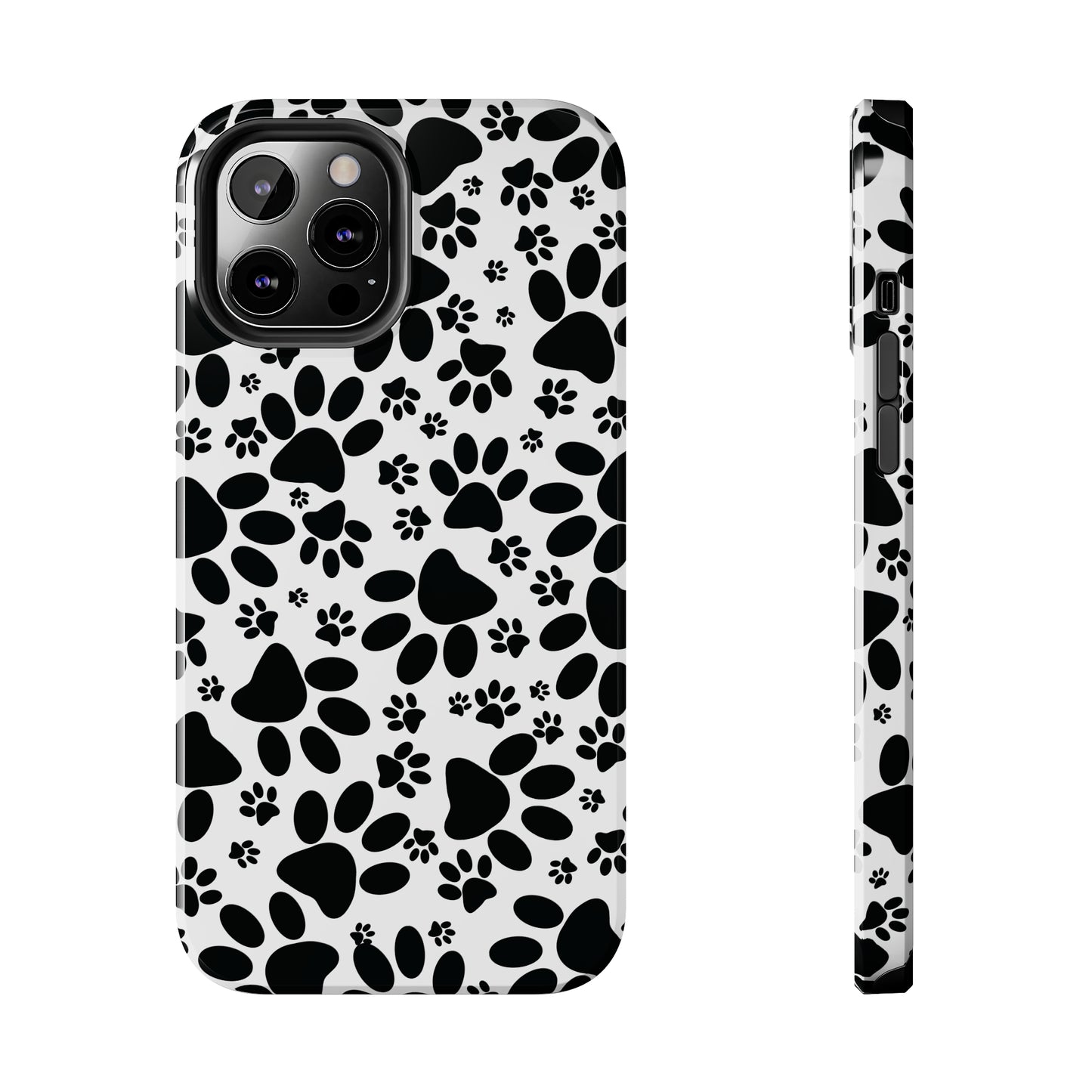 Stealthy Tracks: Black Animal Paw Prints Iphone Tough Phone Case