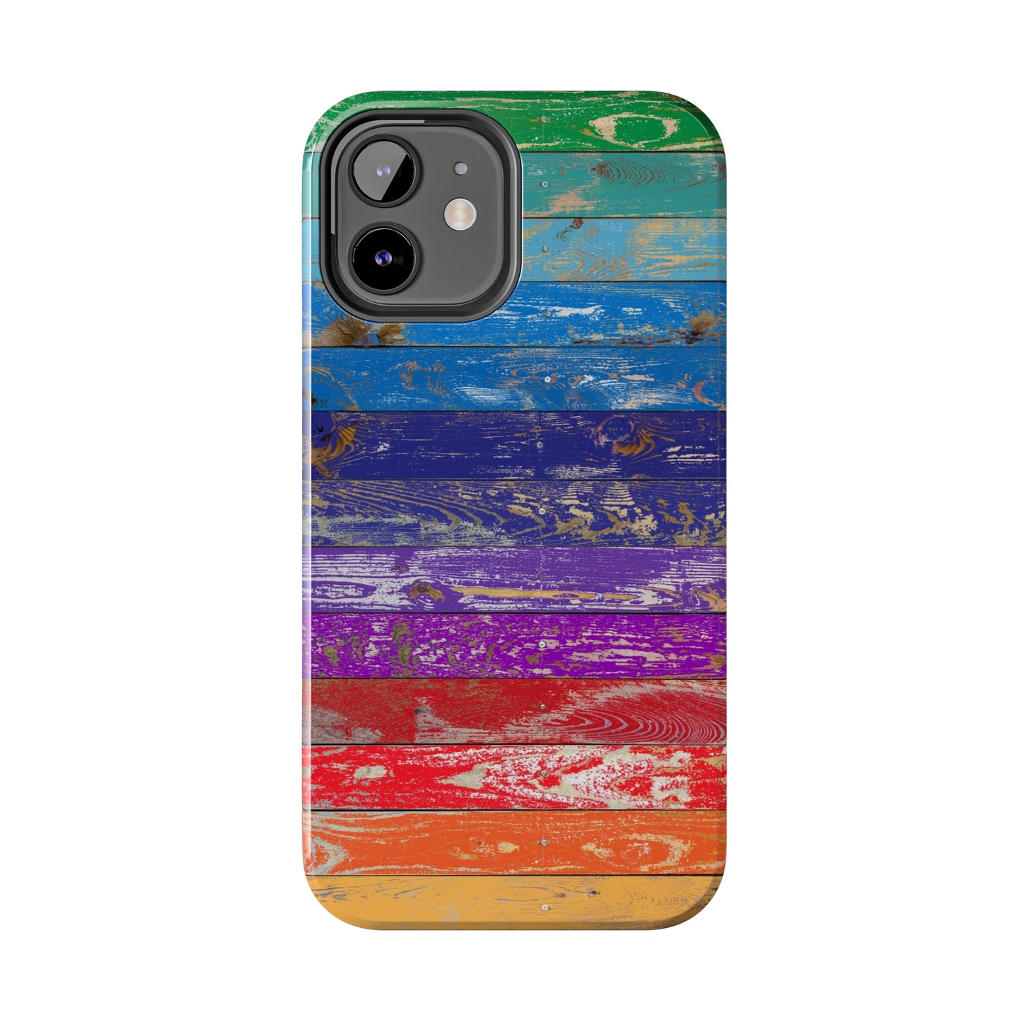 Rainbow Wood Planks Iphone Tough Phone Case