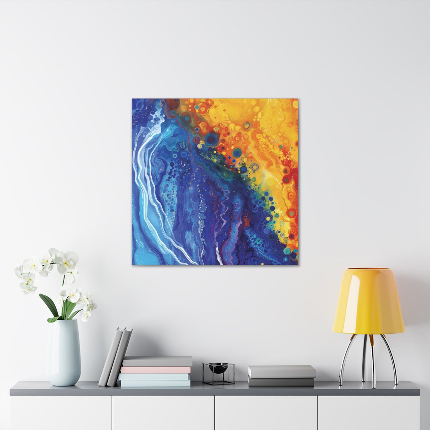 Sun and Space Alcohol Ink Print on Canvas Gallery Wraps  - 5 Sizes