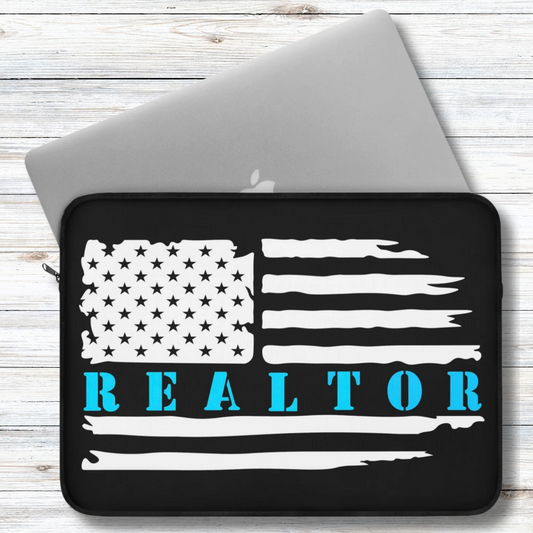 American Flag & Realtor Blue and White Laptop or Ipad Protective Sleeve 3 Sizes