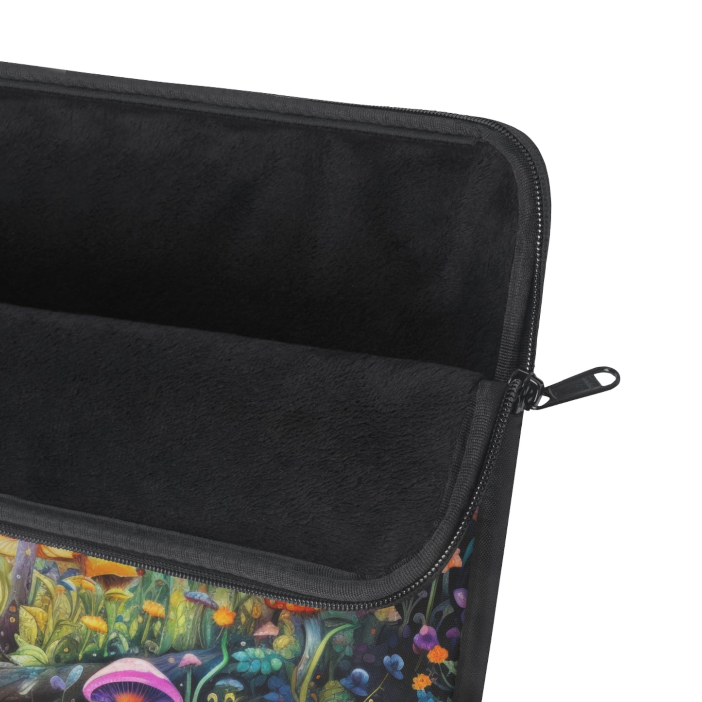 Fantasy Neon Midnight Mushroom and Flower Garden - Laptop or Ipad Protective Sleeve 3 Sizes