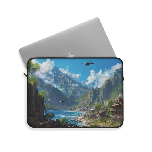 Helicopters in The Mountains Counter Strike Themed - Laptop or Ipad Protective Sleeve 3 Sizes