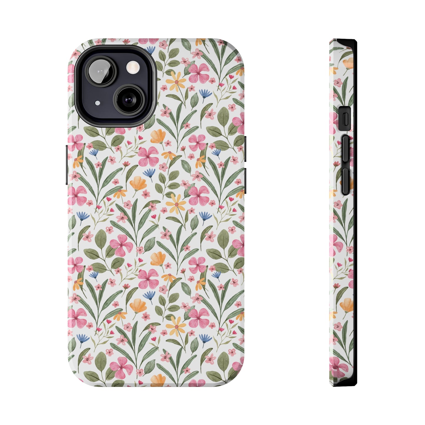 Pink Watercolor Spring Flowers Iphone Tough Phone Case