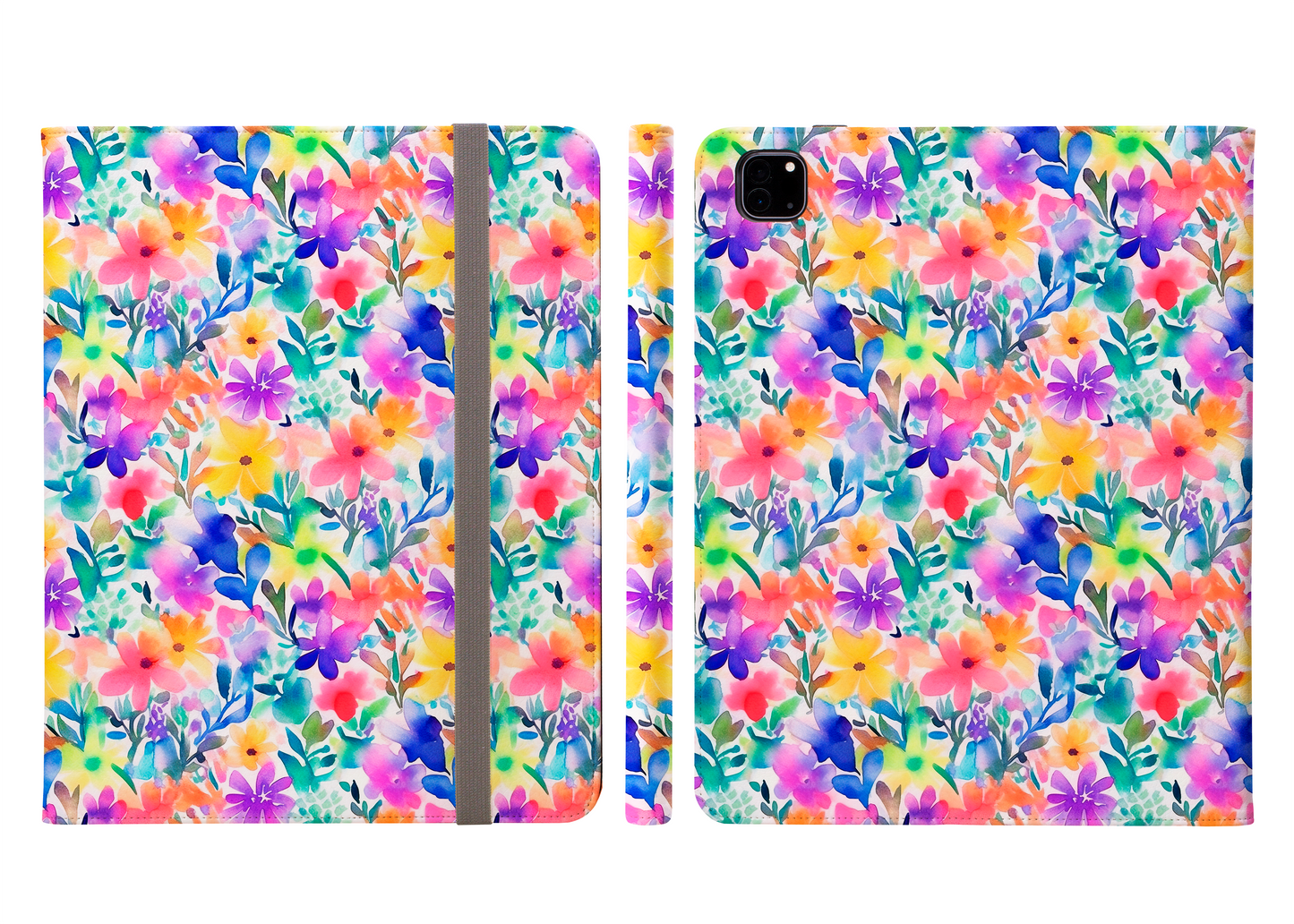 Radiant Watercolor Blooms Bright and Vivid Floral Design Protective iPad Pro 11 & Pro 12.9 Protective Case and Pencil Holder