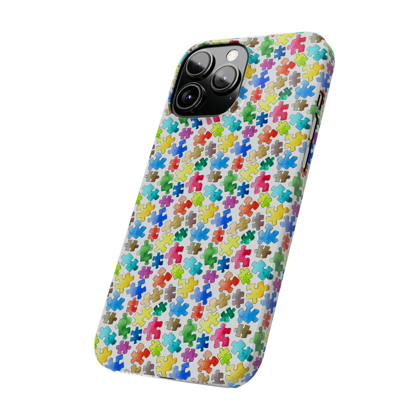 Rainbow Puzzle Pieces Iphone 15-12 Slim Phone Case