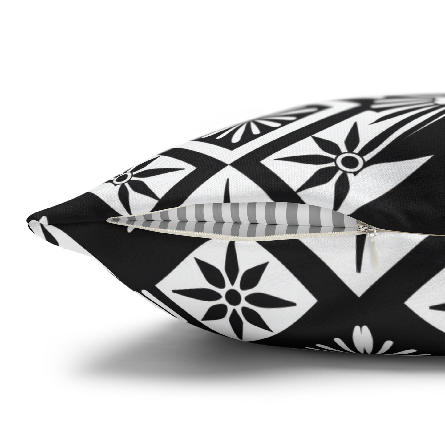 Monochrome Thai Dreamscape: Abstract Chevre Artistry Spun Polyester Square Pillowcase 4 Sizes