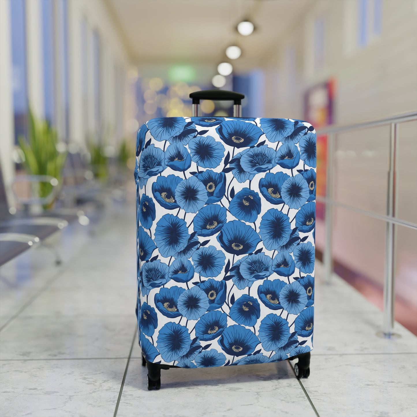 Vivid Blooms Bright Blue Poppies Design  - Luggage Protector and Cover 3 Sizes