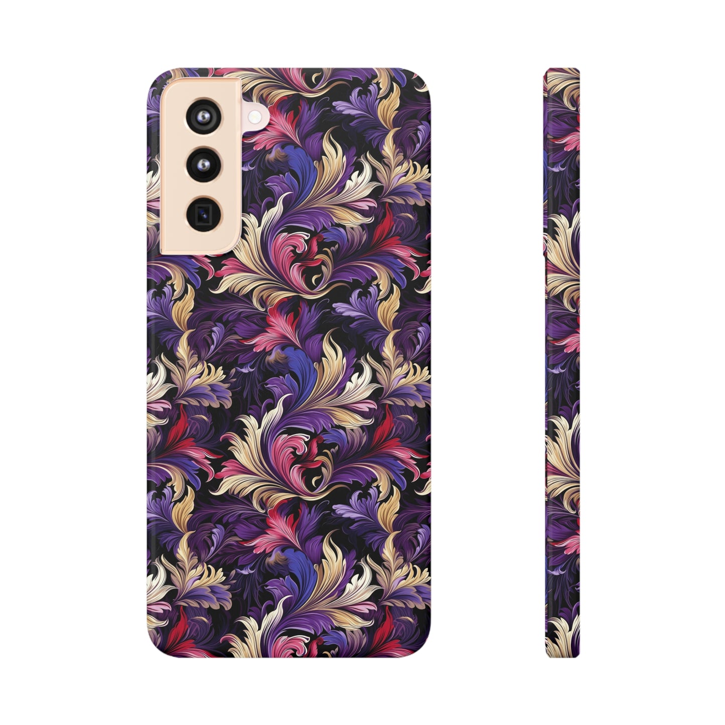 Purple, Gold & Pink Floral Swirls of Foliage Design Samsung Slim Cases