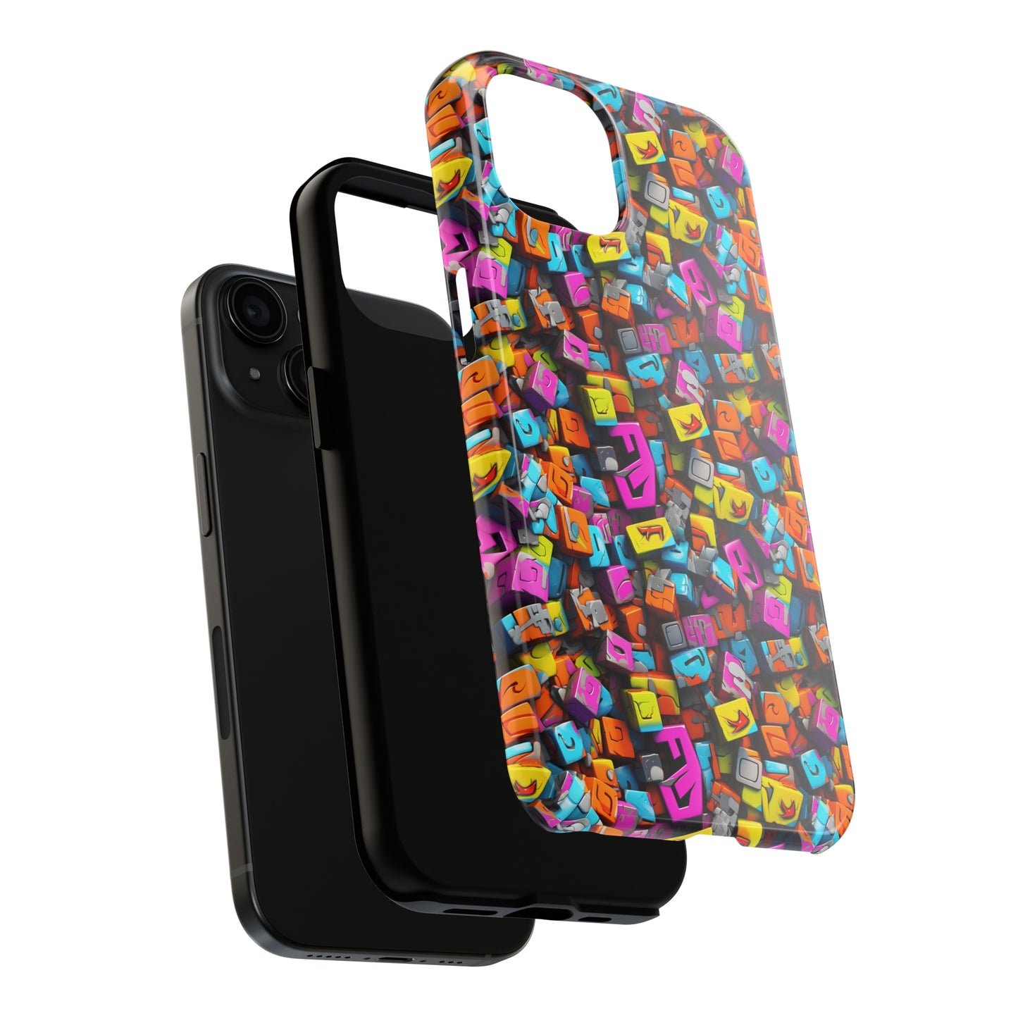 3D Abstract Colorful Block Design Iphone Tough Phone Case