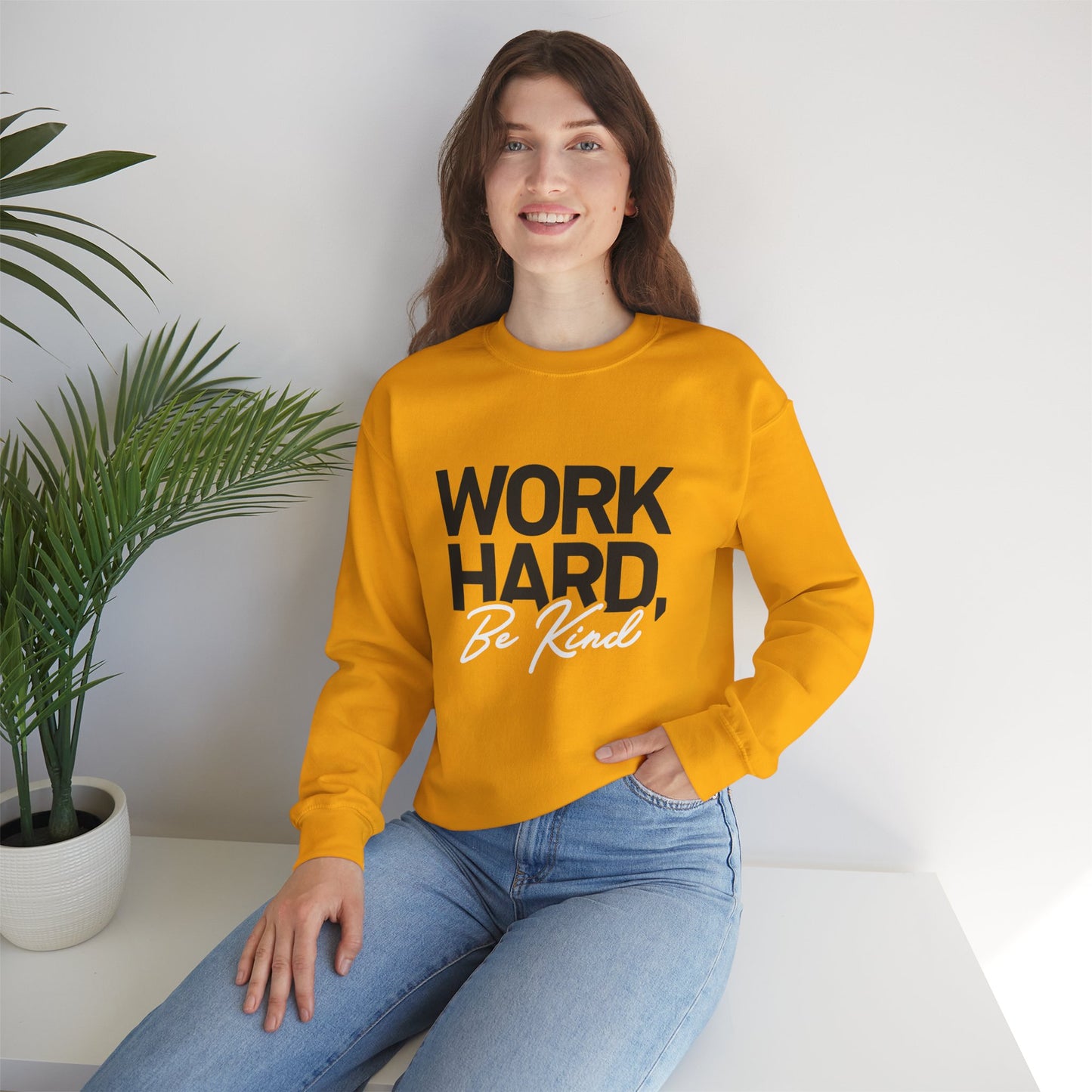 Work Hard Be Kind - Crewneck Sweatshirt Unisex S-5XL