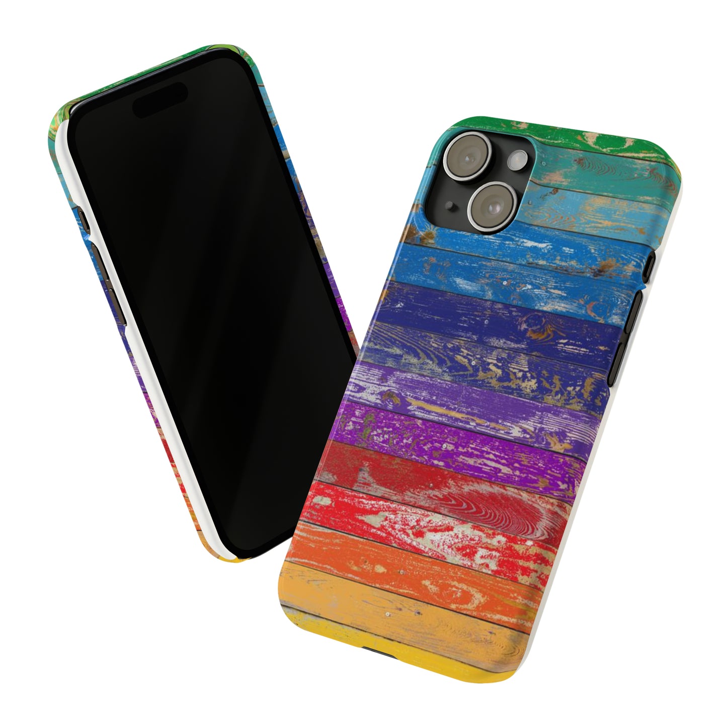 Rainbow Wood Planks Iphone 15-12 Slim Phone Case