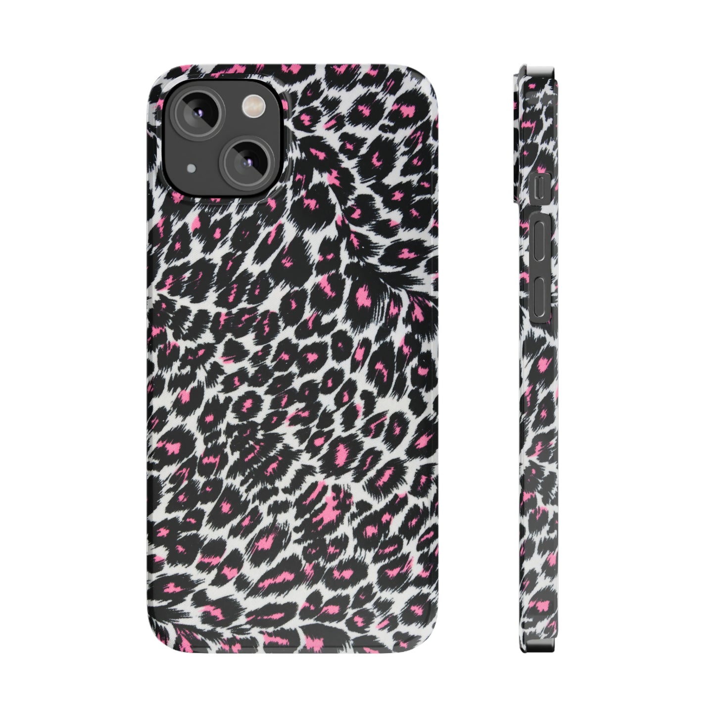 Fierce Femininity Pink and Black Leopard Print Iphone 15-12 Slim Phone Case