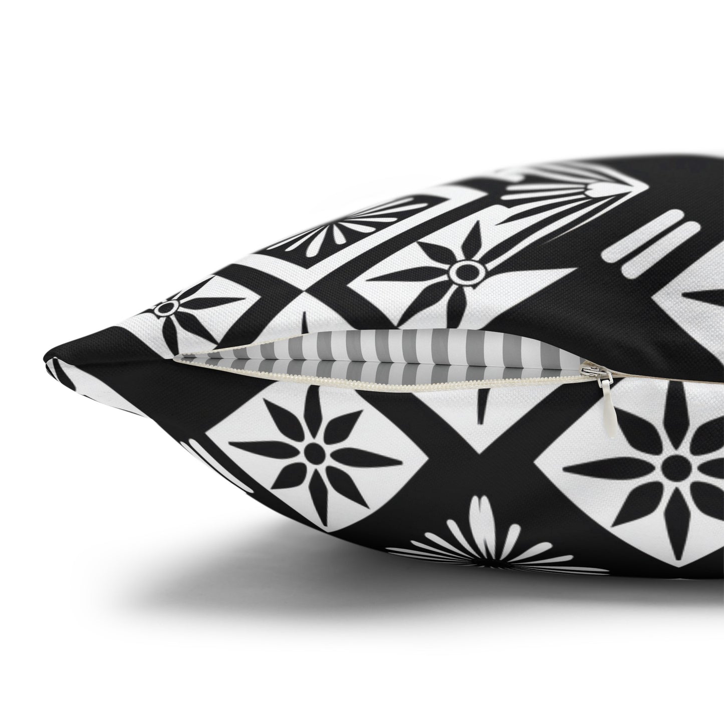 Monochrome Thai Dreamscape: Abstract Chevre Artistry Spun Polyester Square Pillowcase 4 Sizes