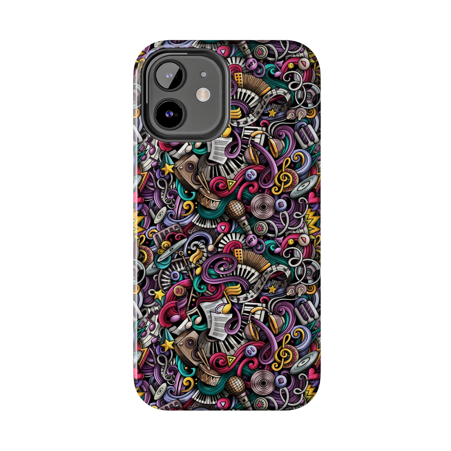 Musical Notes, Sheet Music, Swirls Cartoon Design Iphone Tough Phone Case