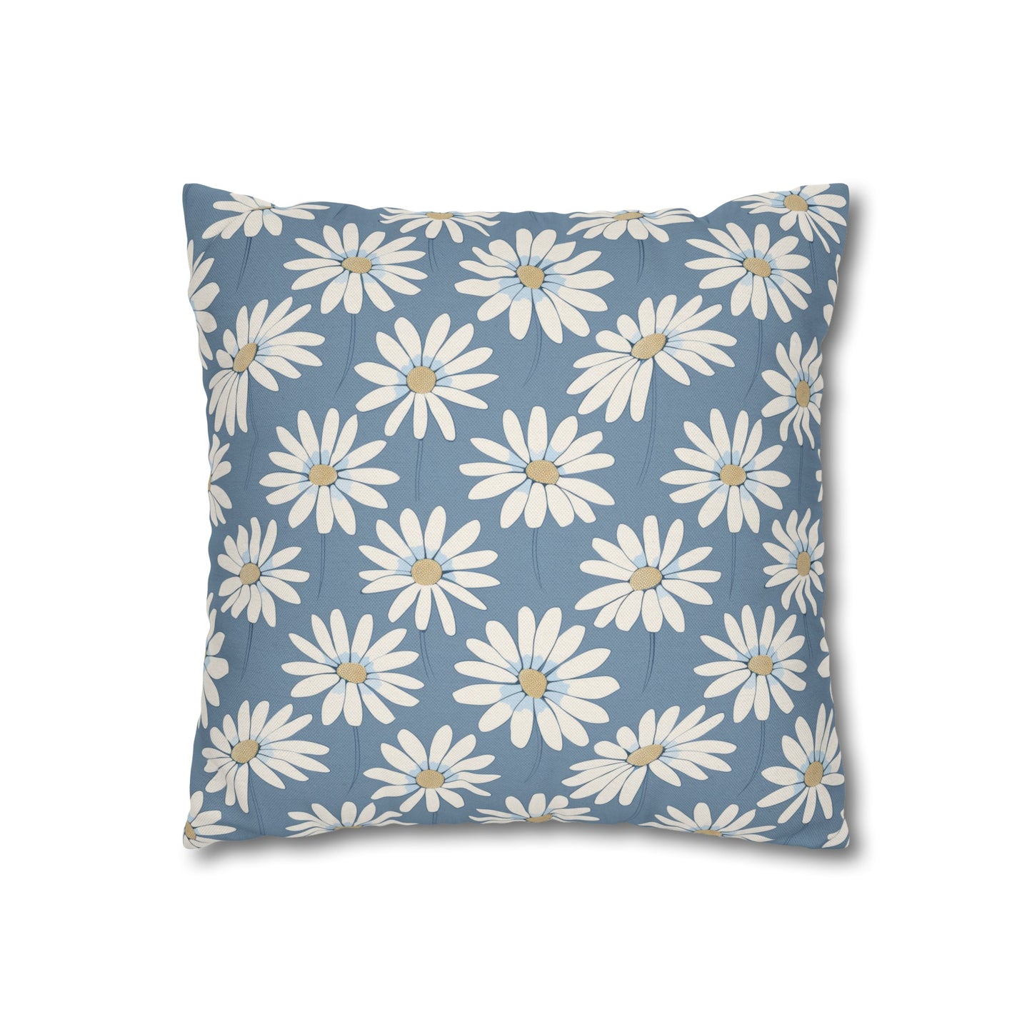 Charming White Daisies on a Soft Blue BackgroundSpun Polyester Square Pillowcase 4 Sizes