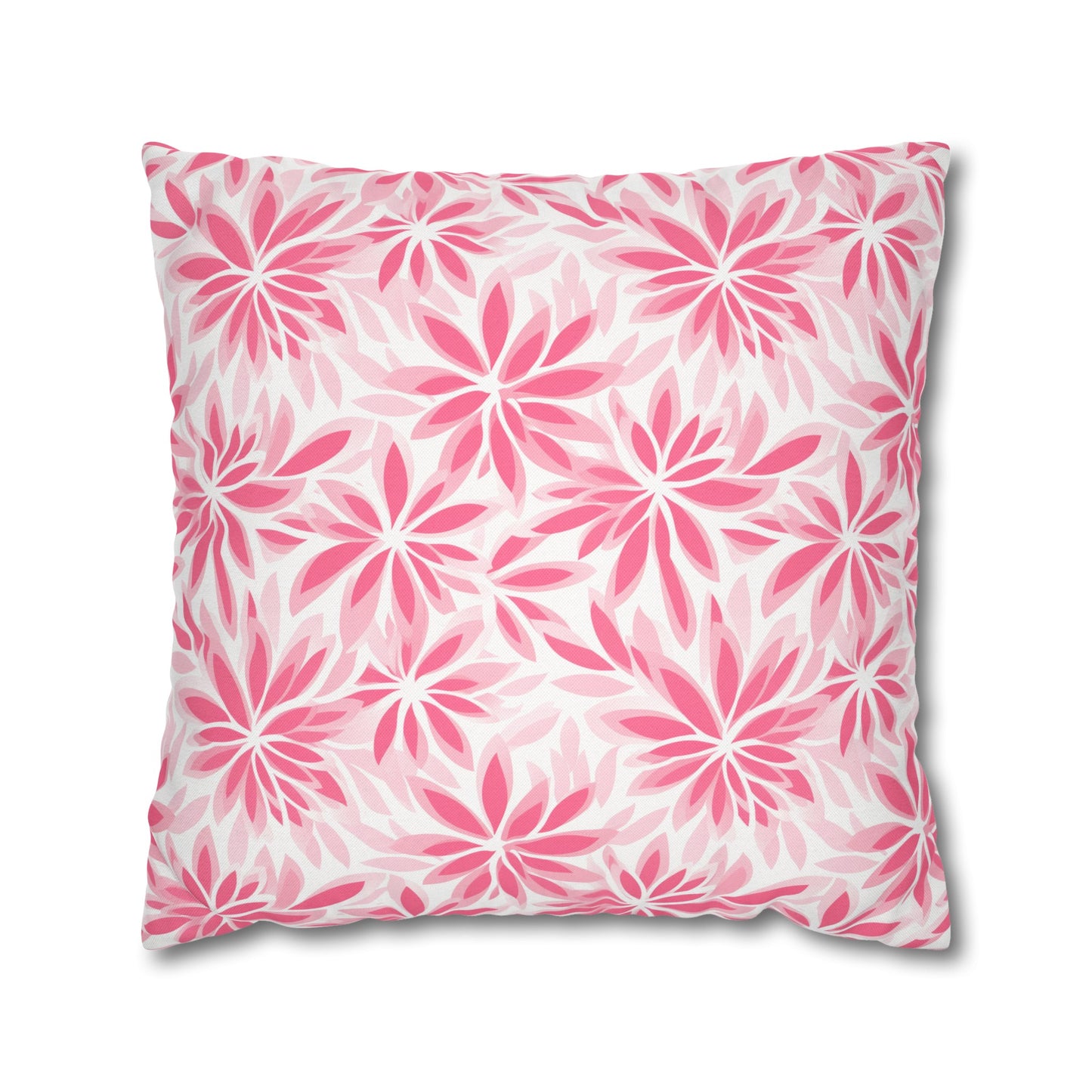 Blush Blooms Soft Pink Floral Pattern Spun Polyester Square Pillowcase 4 Sizes