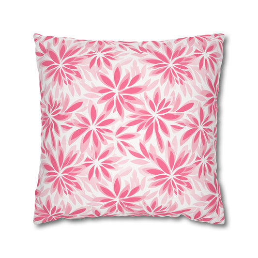 Blush Blooms Soft Pink Floral Pattern Spun Polyester Square Pillowcase 4 Sizes